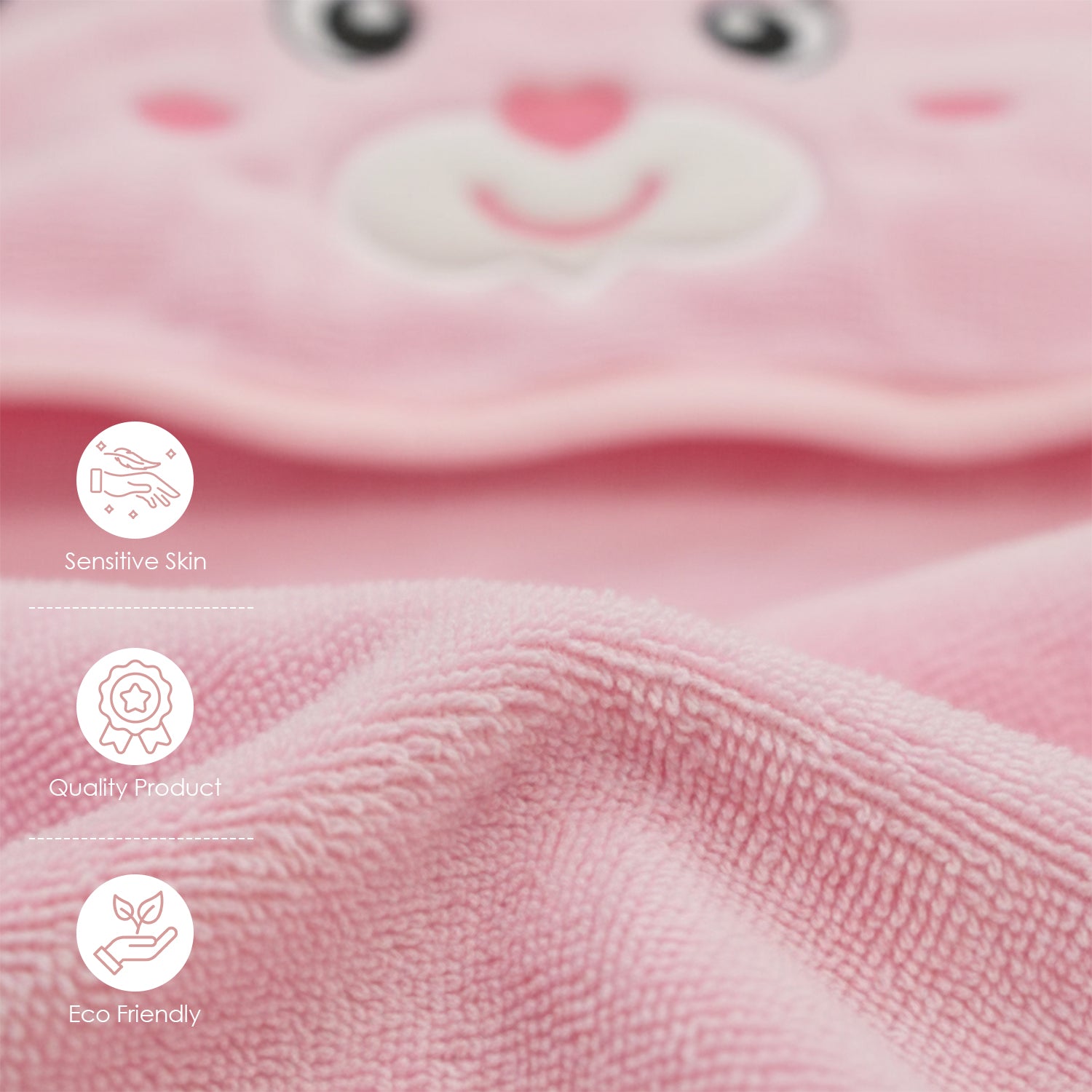 Baby Moo Blushing Bunny 3D Absorbent Hooded Towel - Pink