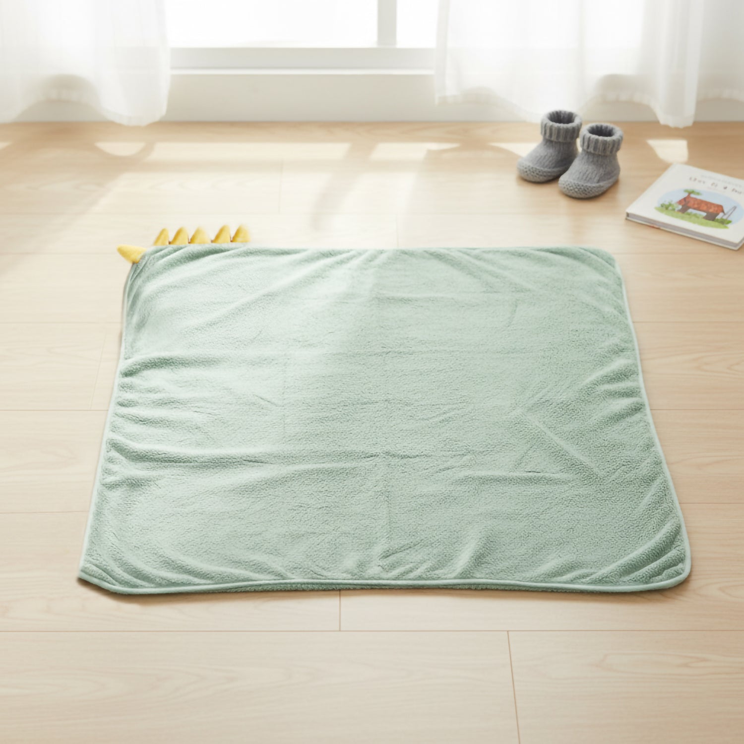 Baby Moo Baby Dino 3D Absorbent Hooded Towel - Mint Green