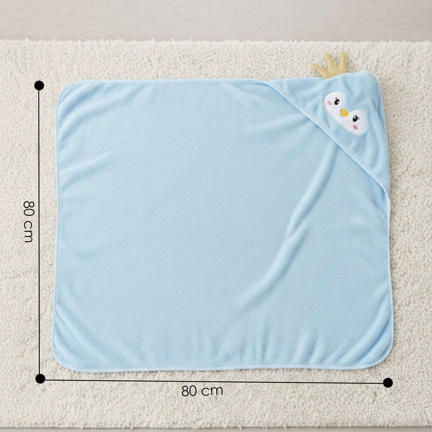Baby Moo Royal Penguin 3D Absorbent Hooded Towel - Blue