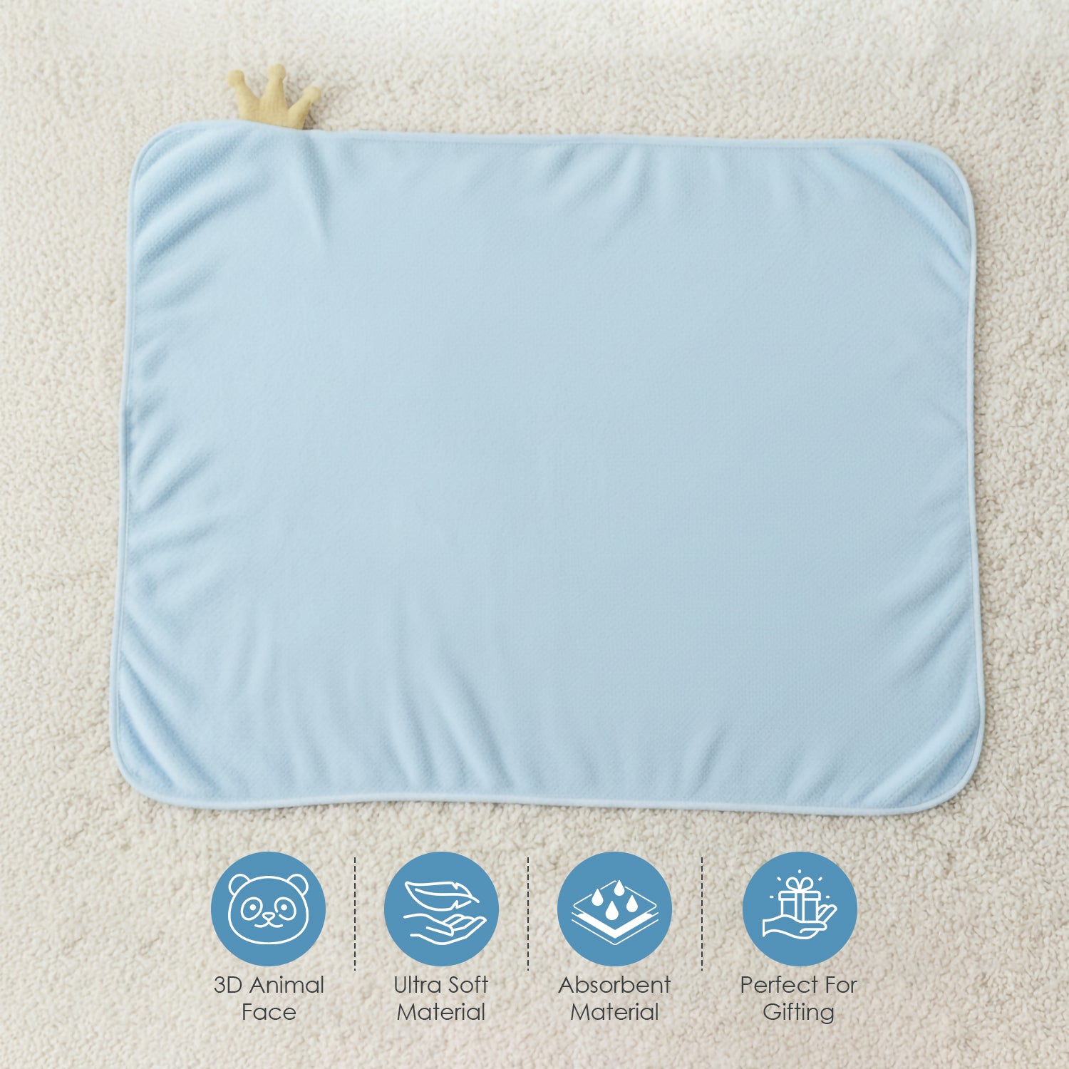 Baby Moo Royal Penguin 3D Absorbent Hooded Towel - Blue