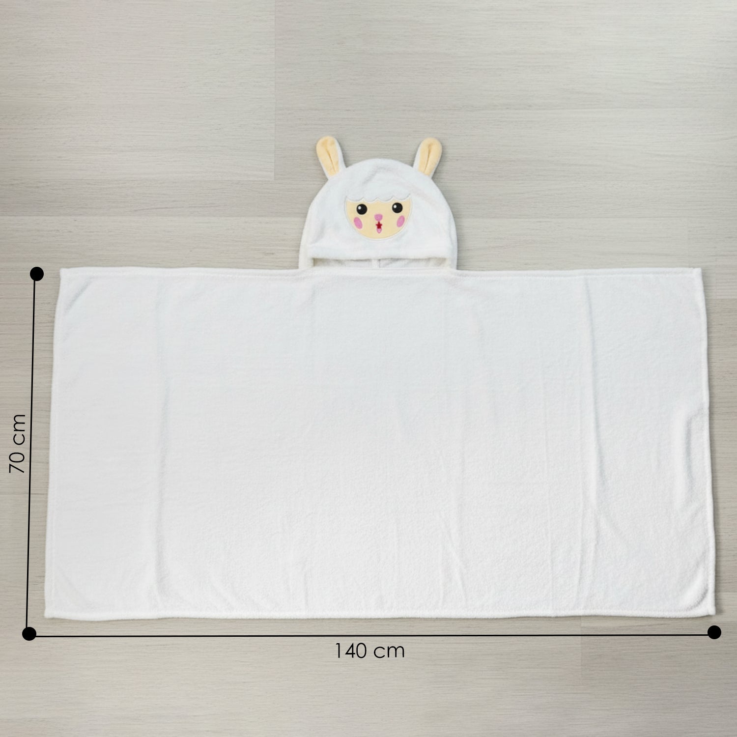 Baby Moo Cute Sheep 3D Absorbent Hooded Towel - White