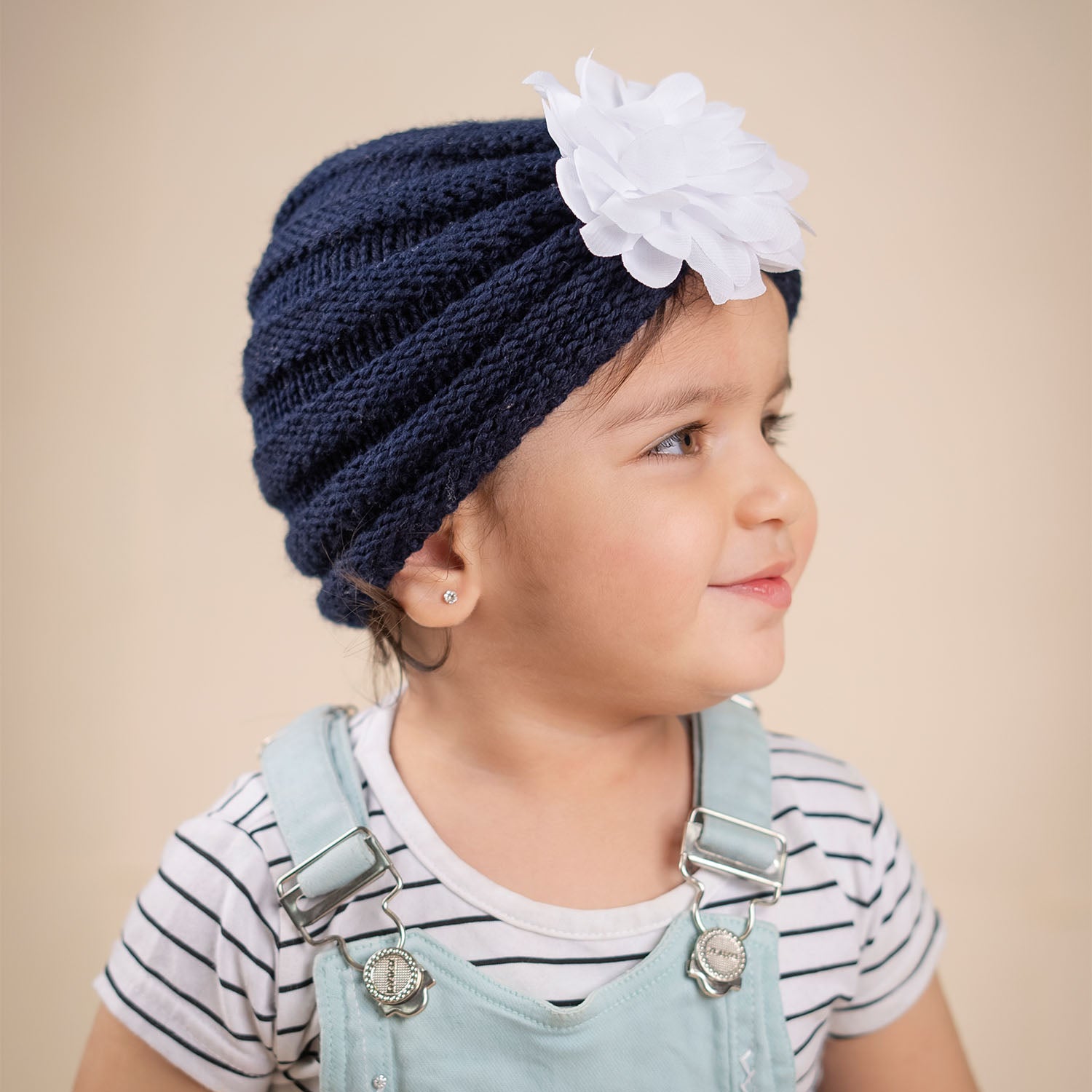 Baby Moo Partywear Sequence Bow 2 Pack Turban Caps - Brown And Navy Blue - Baby Moo