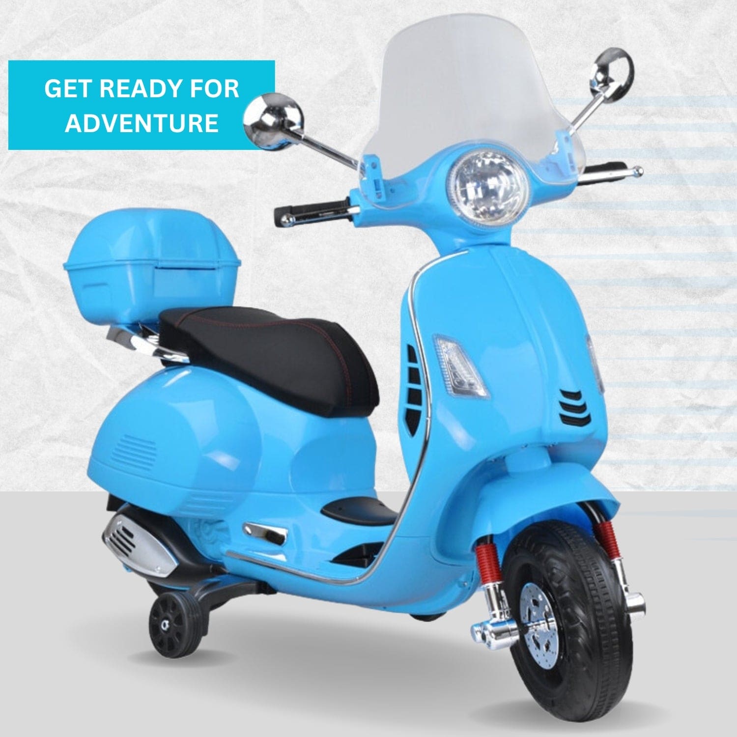 Baby Moo Vespa Rechargeable Battery Operated Bike With Music & Light With Remote - Blue
