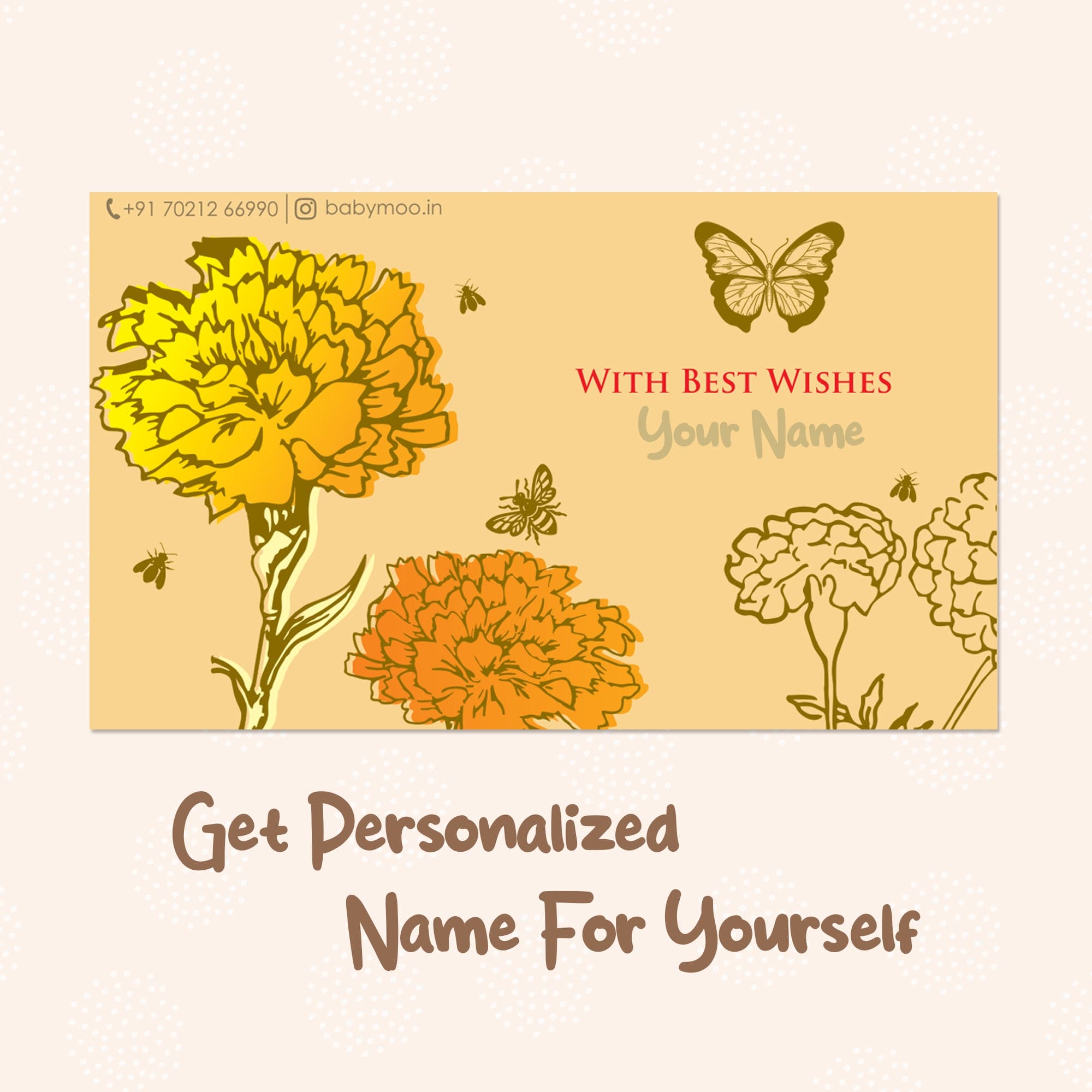 Baby Moo Nature 40 Gift Card Pack Personalised Gold Foil Premium Wish Tags - Brown