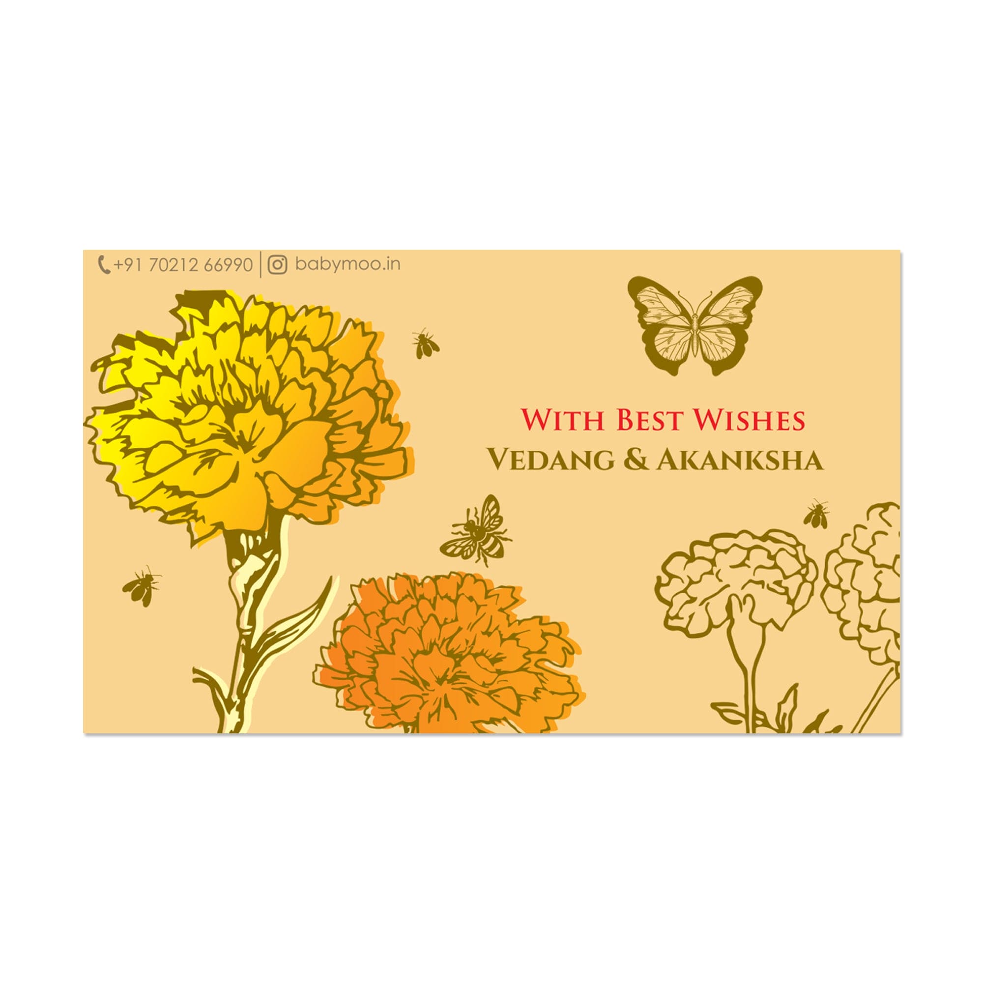 Baby Moo Nature 40 Gift Card Pack Personalised Gold Foil Premium Wish Tags - Brown