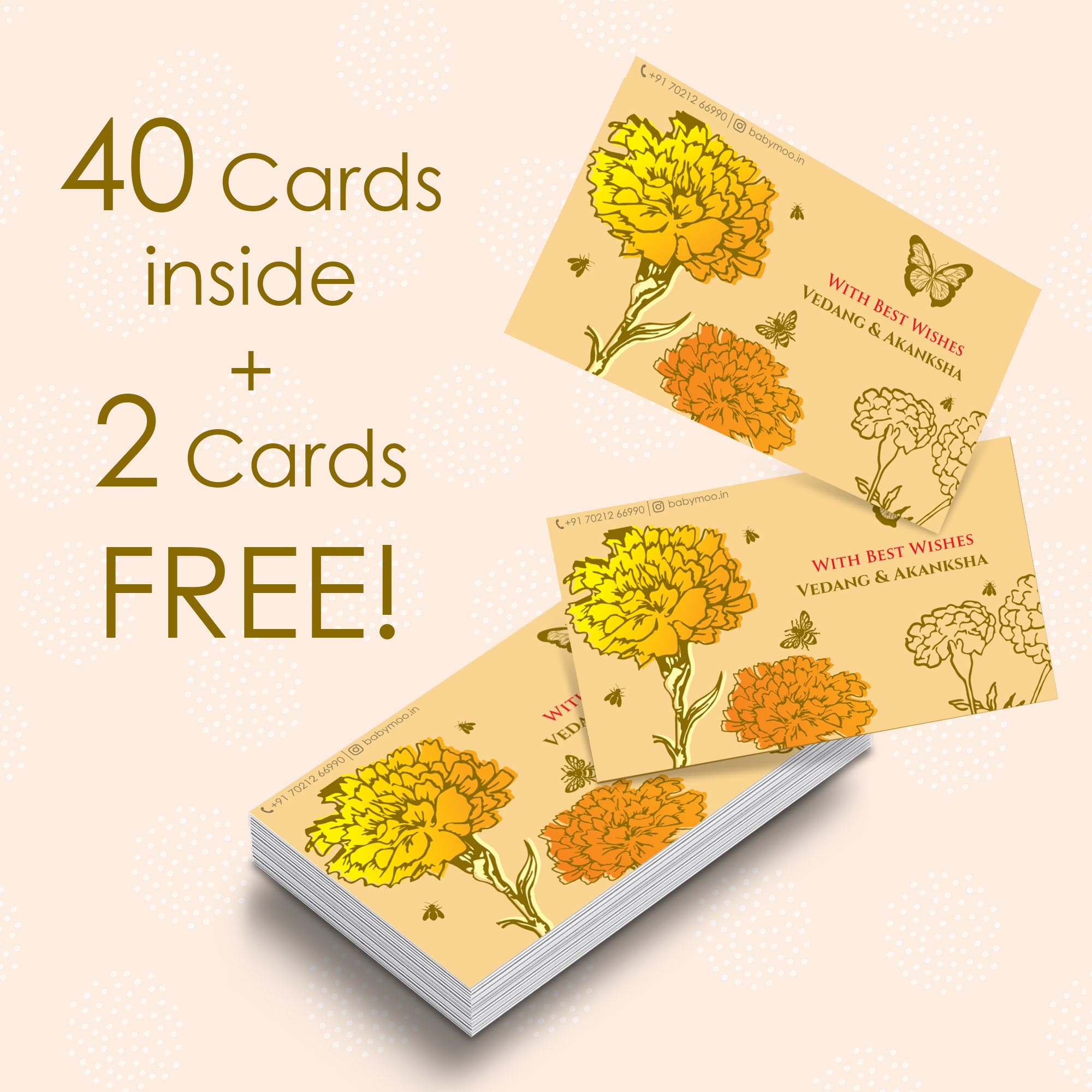 Baby Moo Nature 40 Gift Card Pack Personalised Gold Foil Premium Wish Tags - Brown