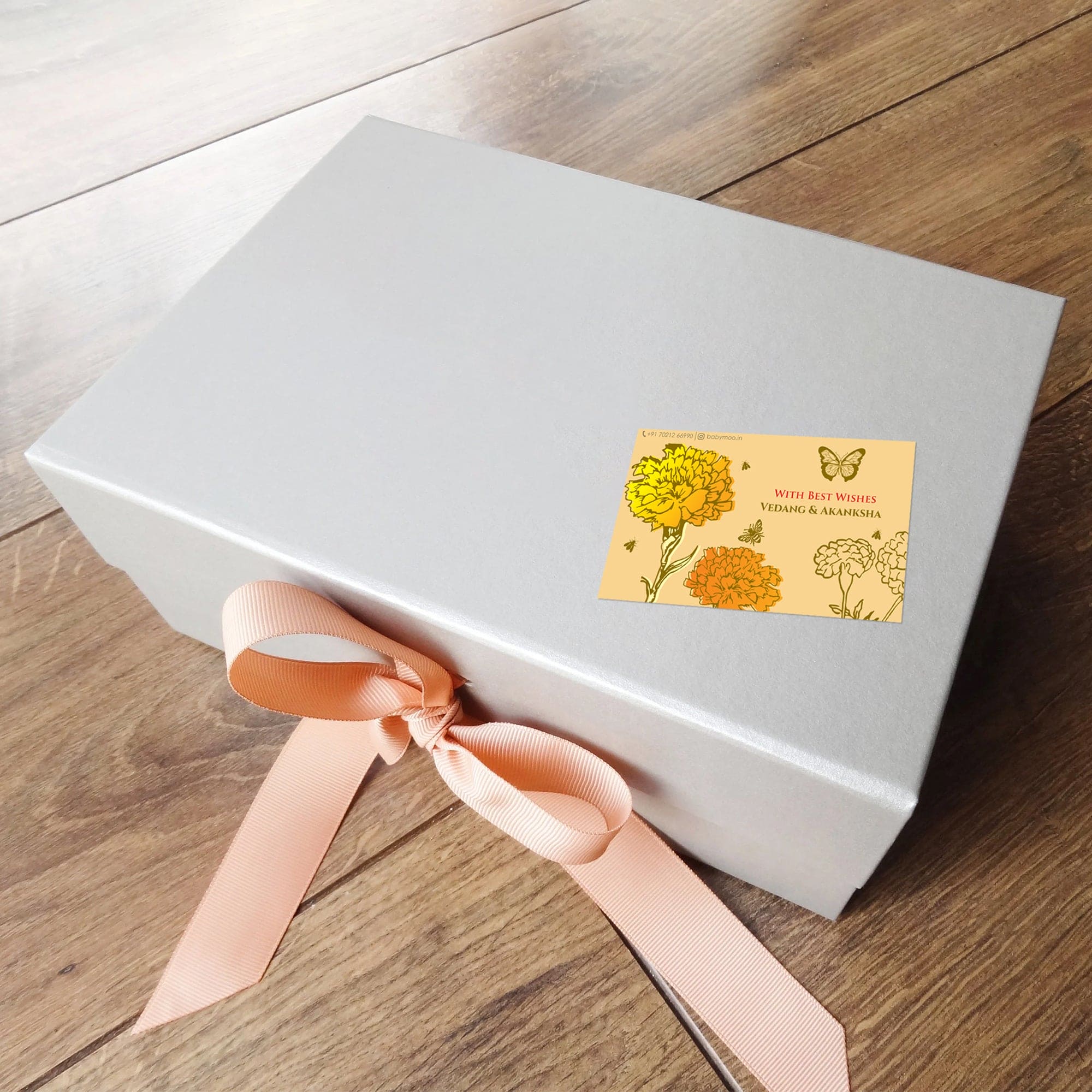 Baby Moo Nature 40 Gift Card Pack Personalised Gold Foil Premium Wish Tags - Brown