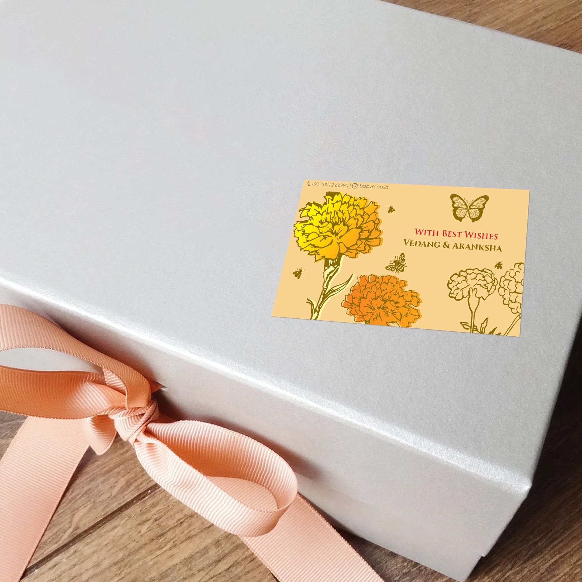 Baby Moo Nature 40 Gift Card Pack Personalised Gold Foil Premium Wish Tags - Brown