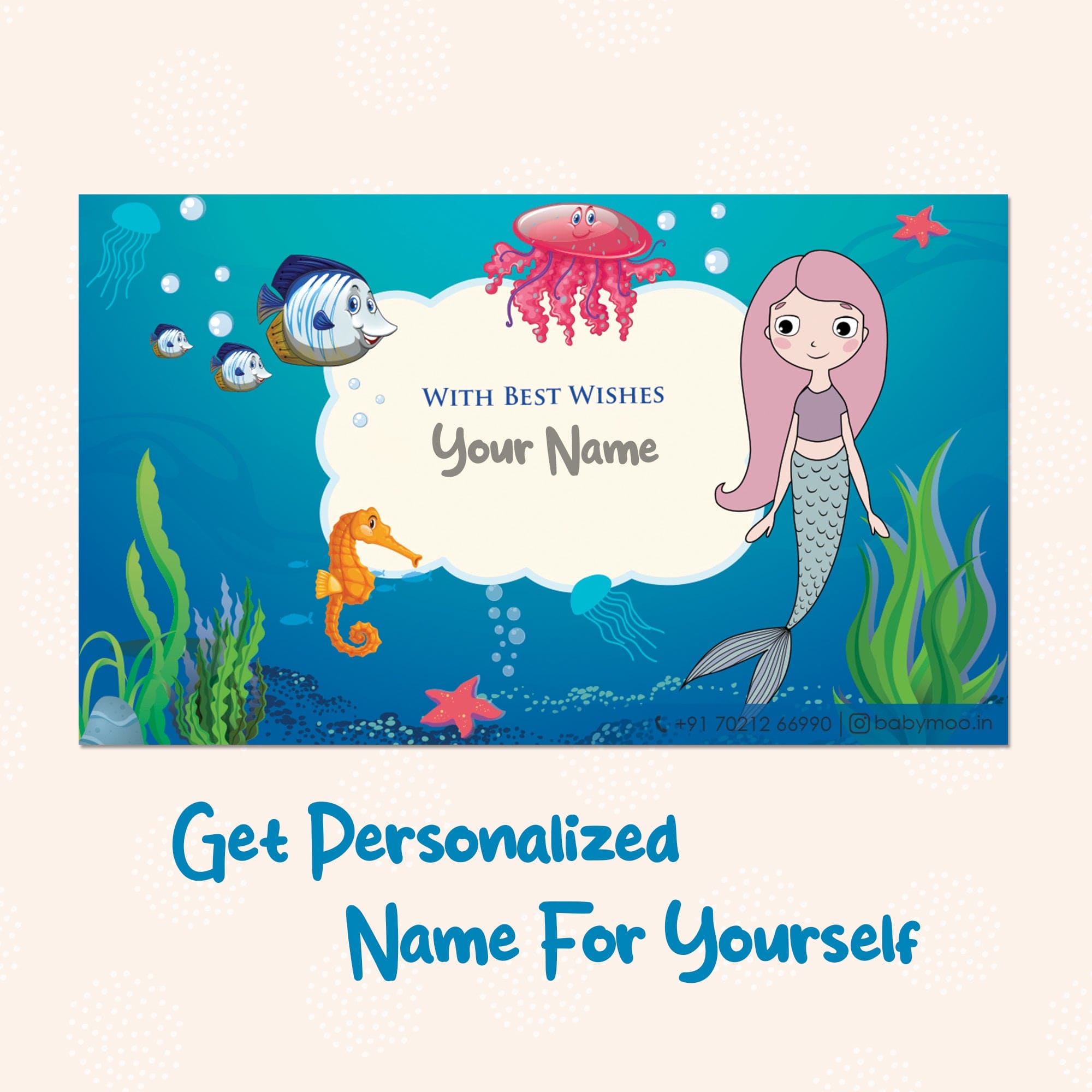Baby Moo Aqua World 40 Gift Card Pack Personalised Wish Tags - Blue