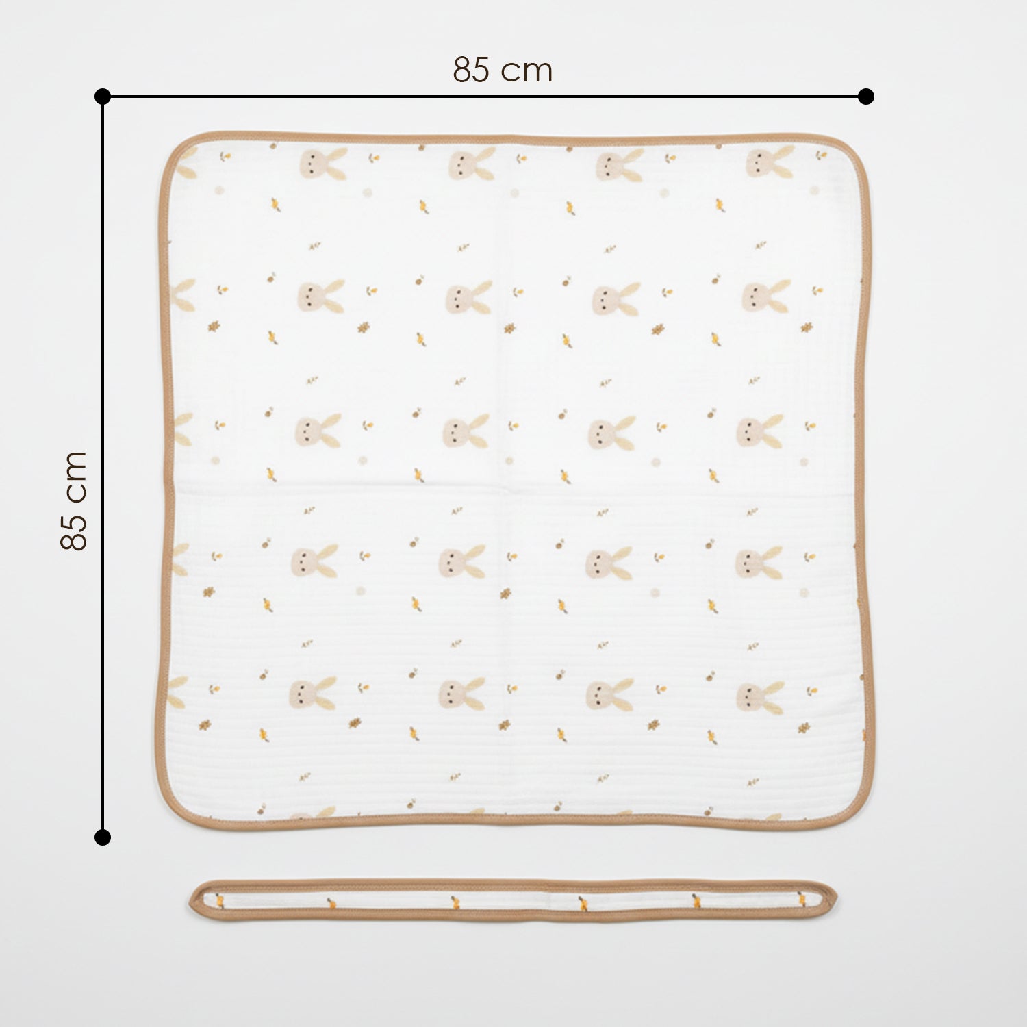 Baby Moo Bunny Prints Soft Hooded Wrapper With Belt - White