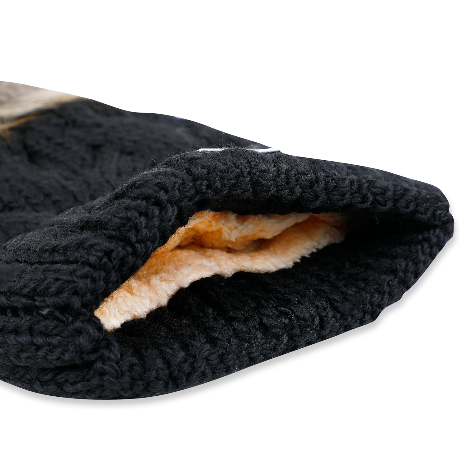 Baby Moo Pom Pom Knitted Woollen Cap - Black - Baby Moo