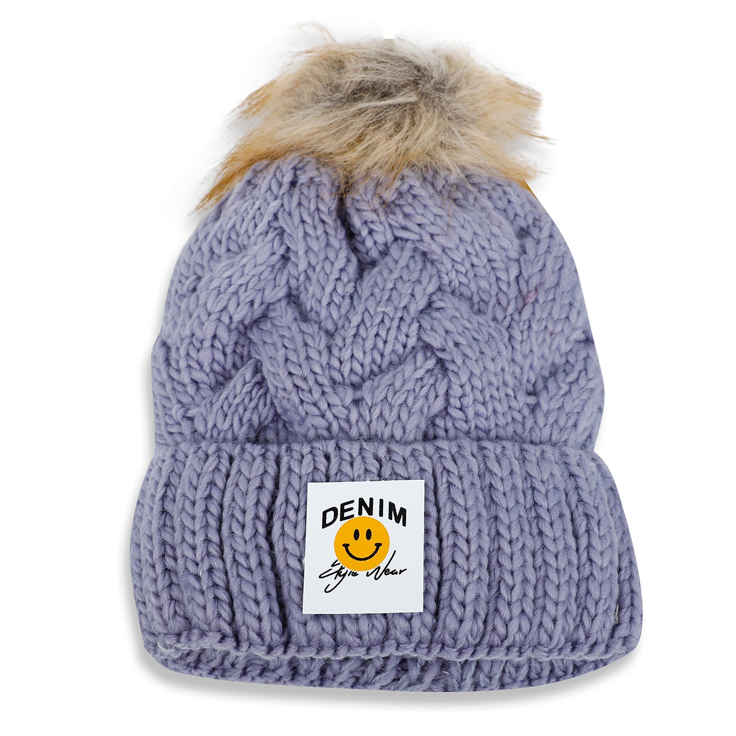 Baby Moo Pom Pom Knitted Woollen Cap - Grey - Baby Moo