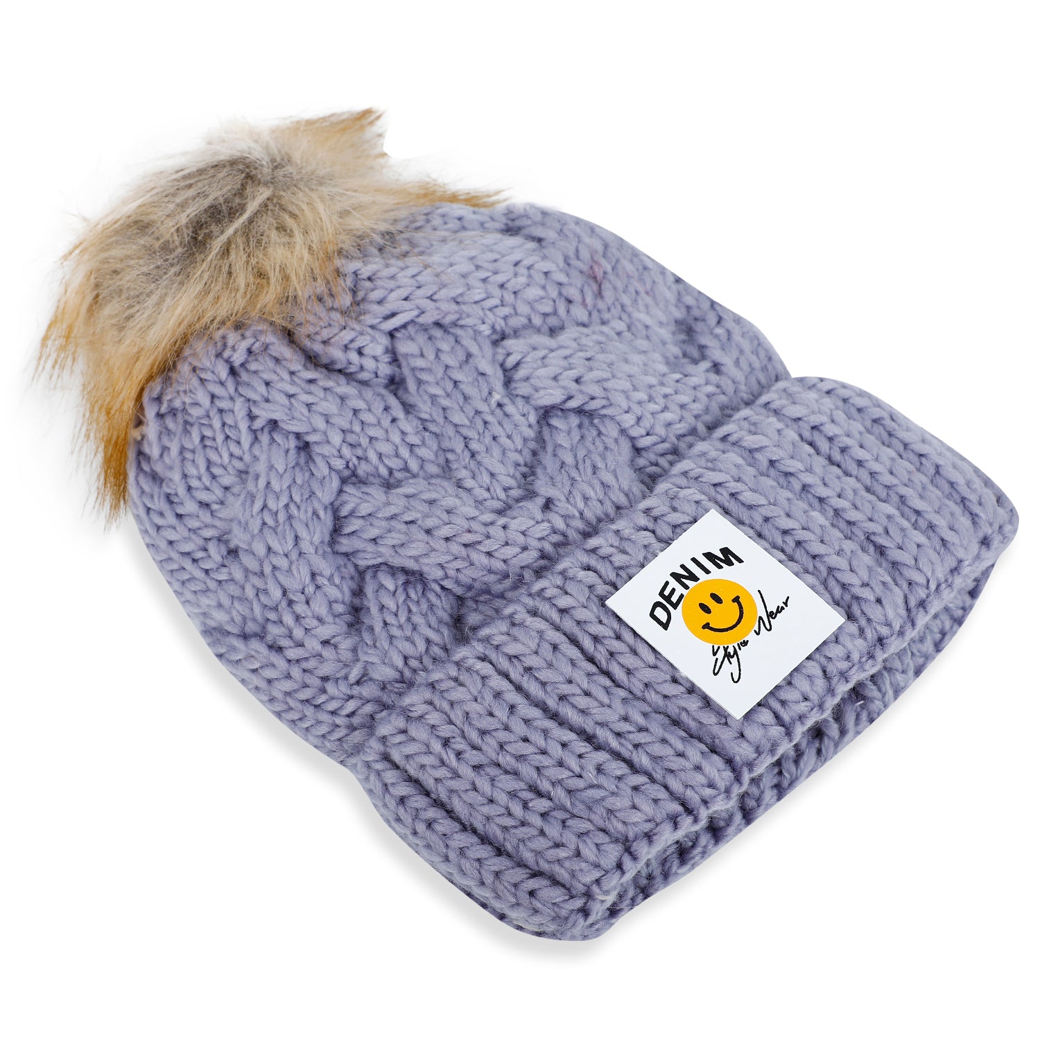 Baby Moo Pom Pom Knitted Woollen Cap - Grey - Baby Moo