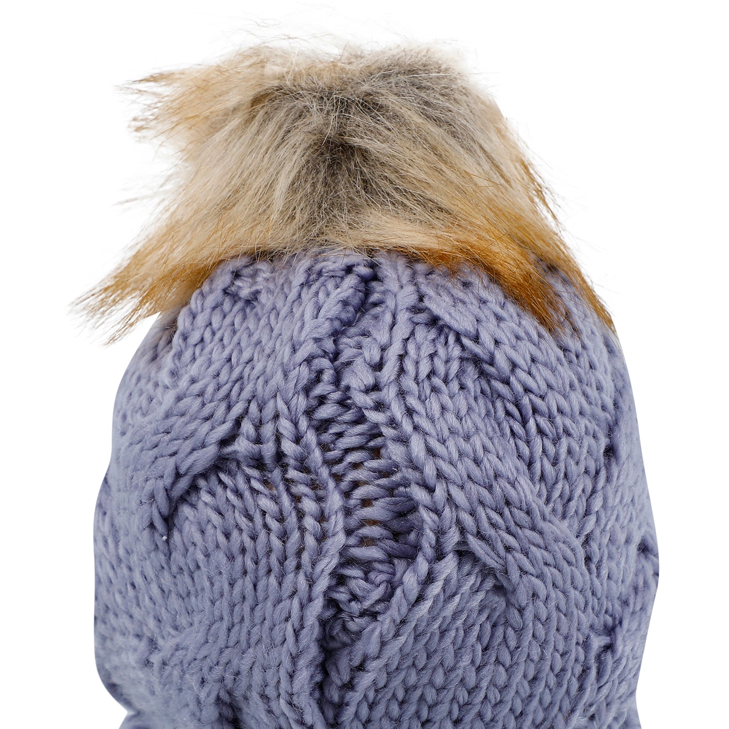Baby Moo Pom Pom Knitted Woollen Cap - Grey - Baby Moo