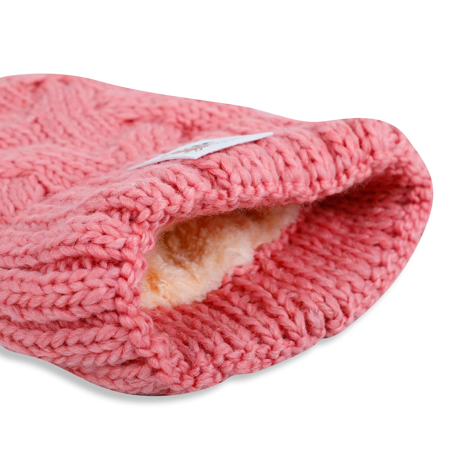 Baby Moo Pom Pom Knitted Woollen Cap - Pink - Baby Moo