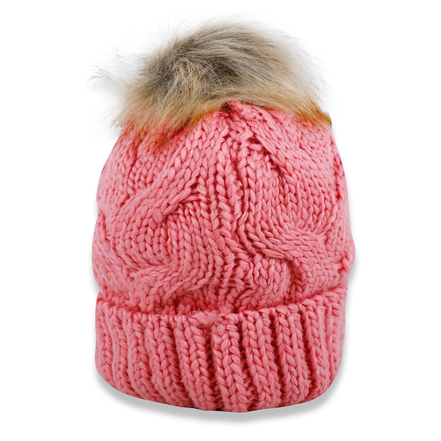 Baby Moo Pom Pom Knitted Woollen Cap - Pink - Baby Moo