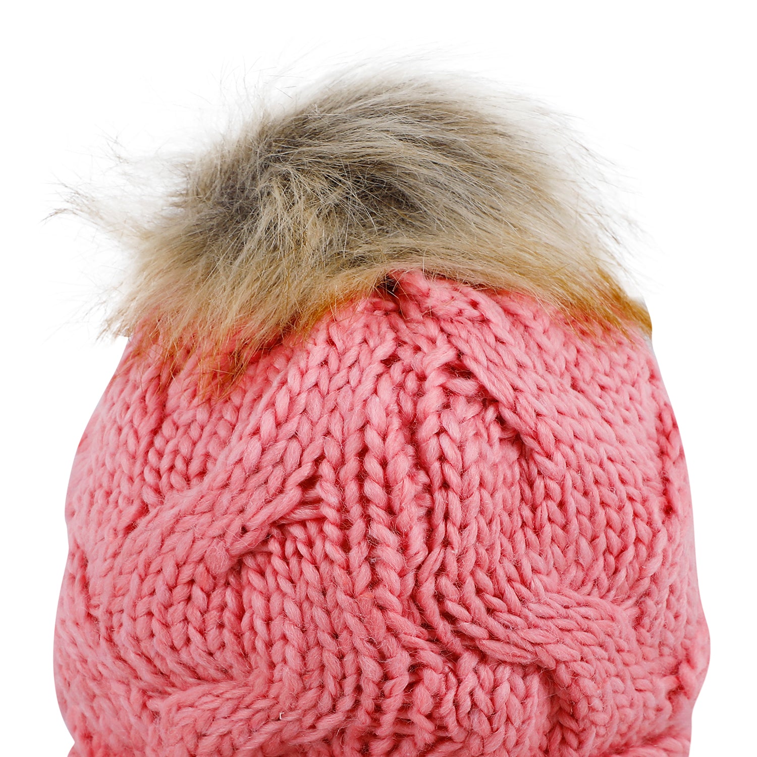 Baby Moo Pom Pom Knitted Woollen Cap - Pink - Baby Moo