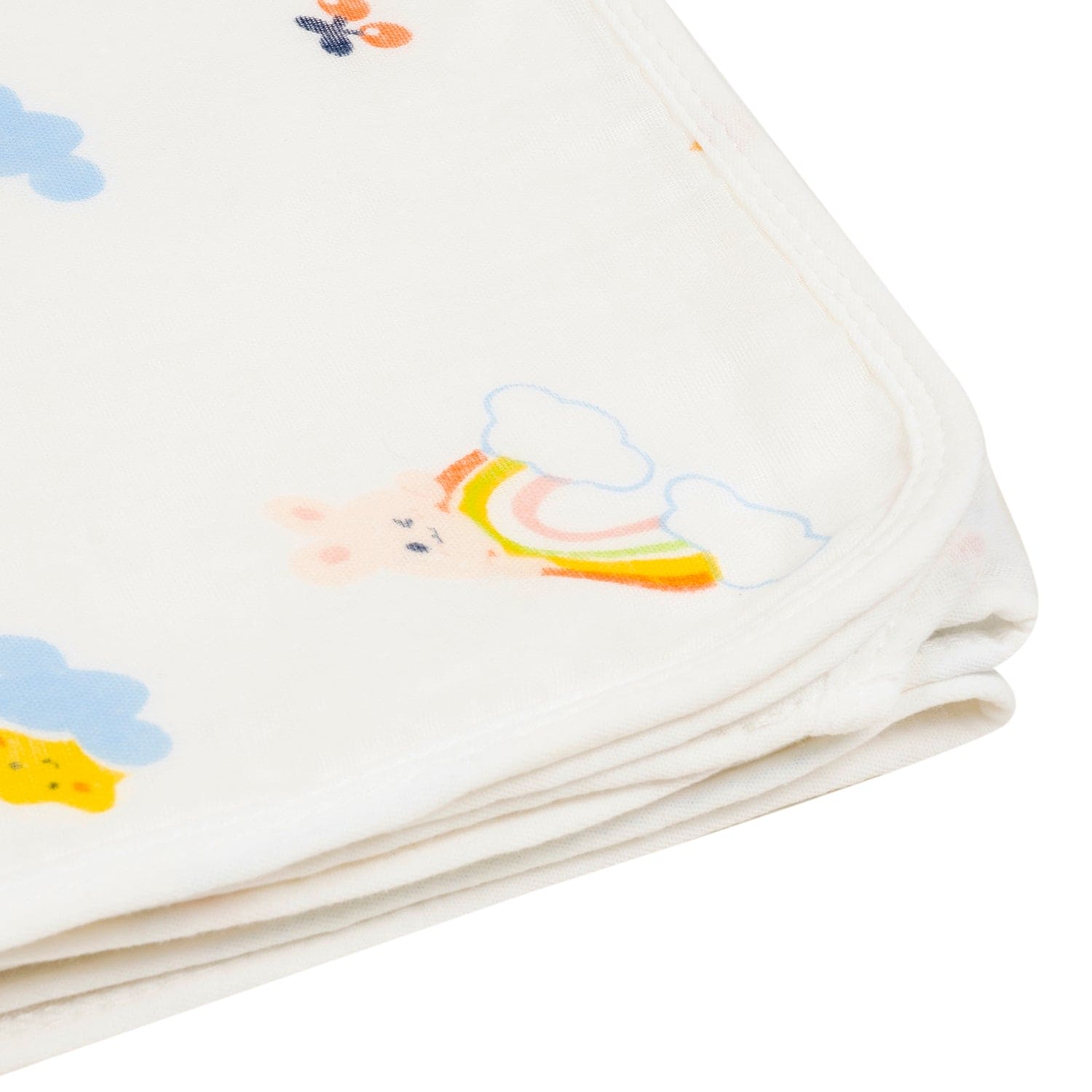 Baby Moo Cloudy Rainbow 100% Cotton Ultra Soft Eco Friendly Absorbent Towel - White