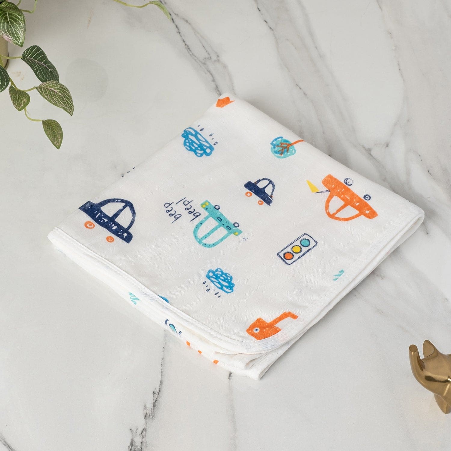 Baby Moo Car 100% Cotton Ultra Soft Eco Friendly Absorbent Premium Bath Towel - White