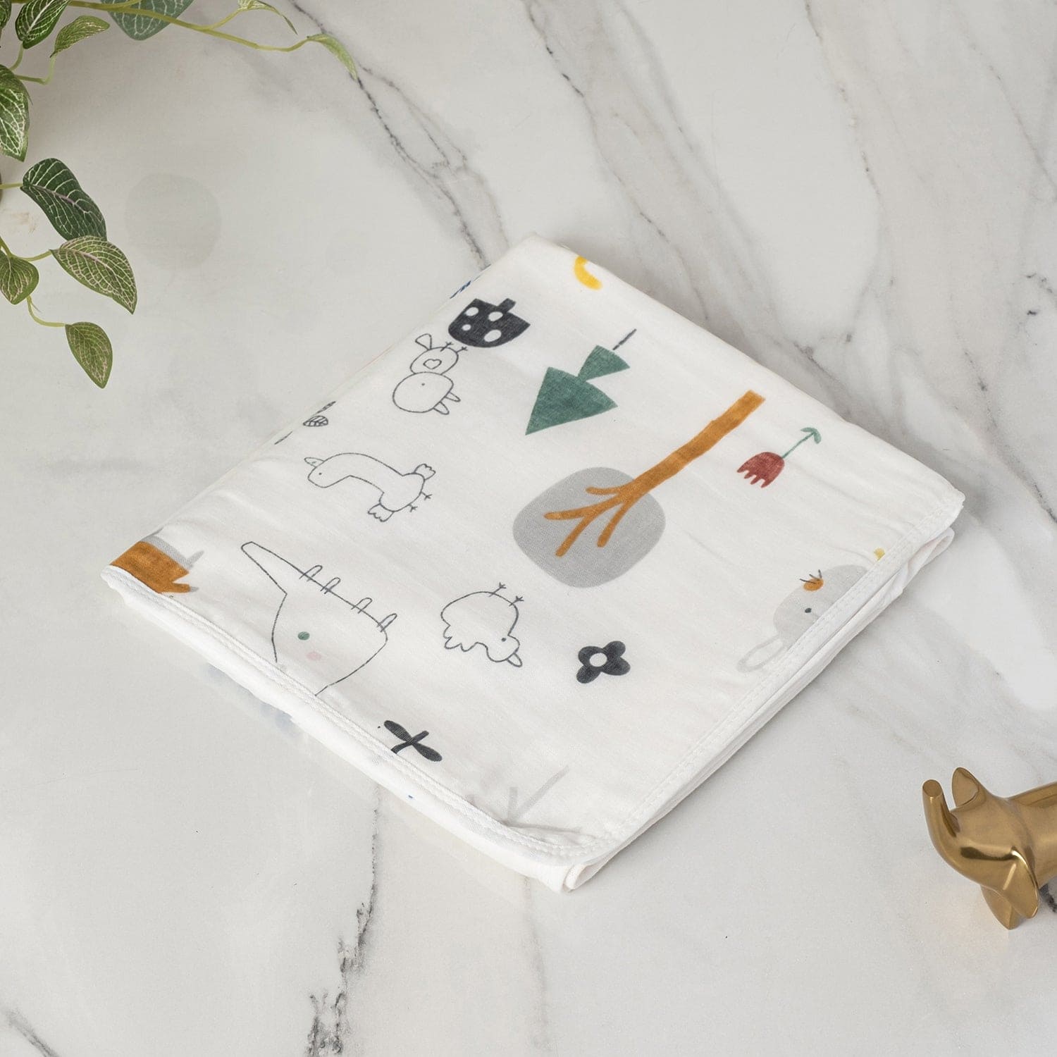 Baby Moo Zoo 100% Cotton Ultra Soft Eco Friendly Absorbent Premium Bath Towel - White