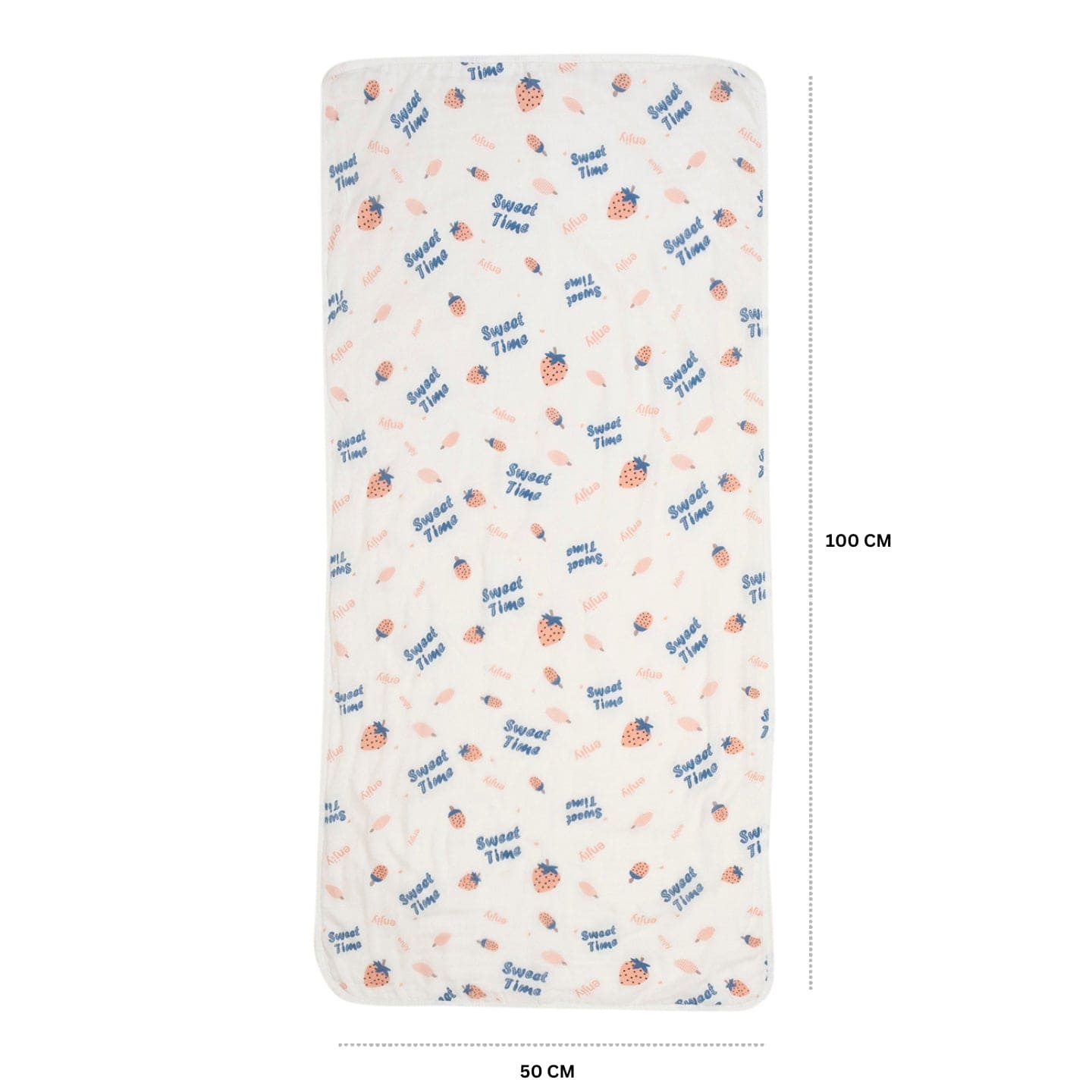 Baby Moo Strawberry 100% Cotton Ultra Soft Eco Friendly Absorbent Towel - White
