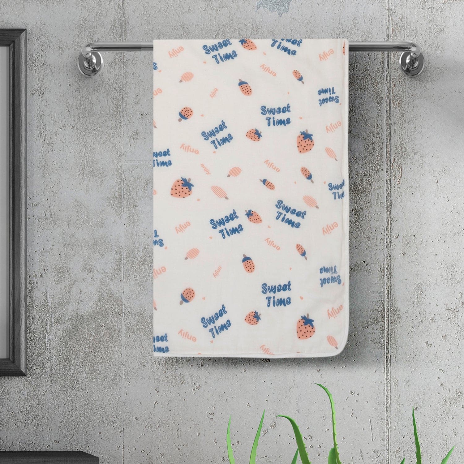 Baby Moo Strawberry 100% Cotton Ultra Soft Eco Friendly Absorbent Towel - White