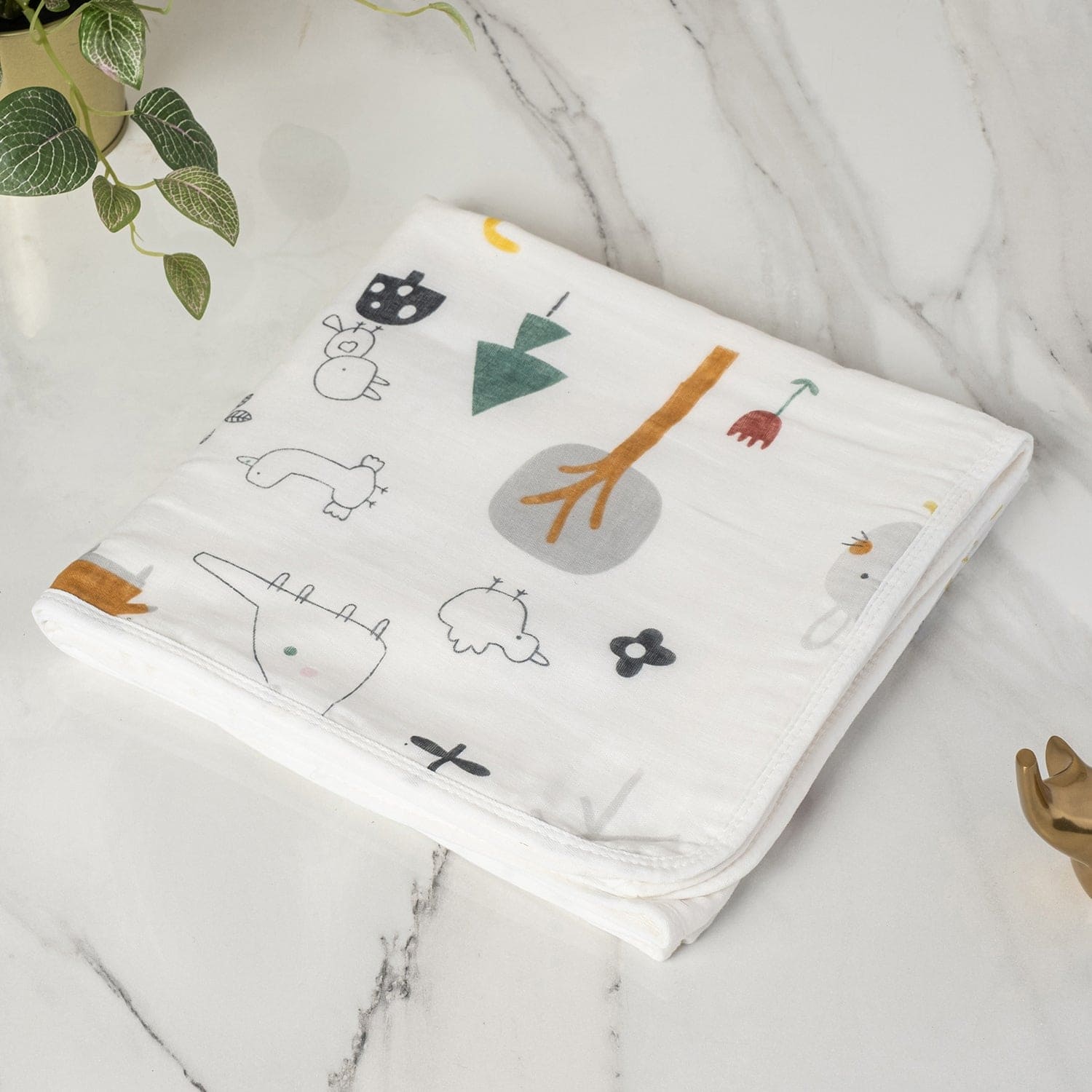 Baby Moo Zoo 100% Cotton Ultra Soft Eco Friendly Absorbent Towel - White