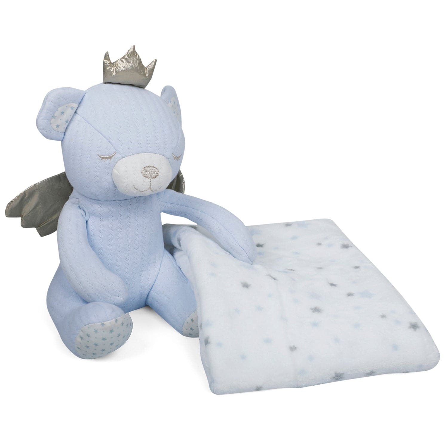 Baby Moo Royal Bear Cozy Plush Toy Blanket - Blue - Baby Moo