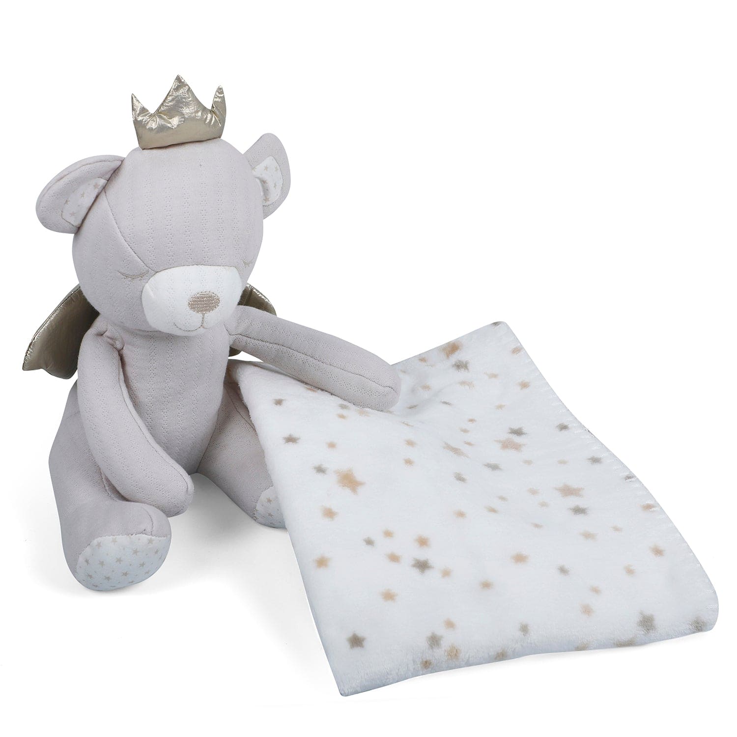Baby Moo Royal Bear Cozy Plush Toy Blanket - Grey - Baby Moo