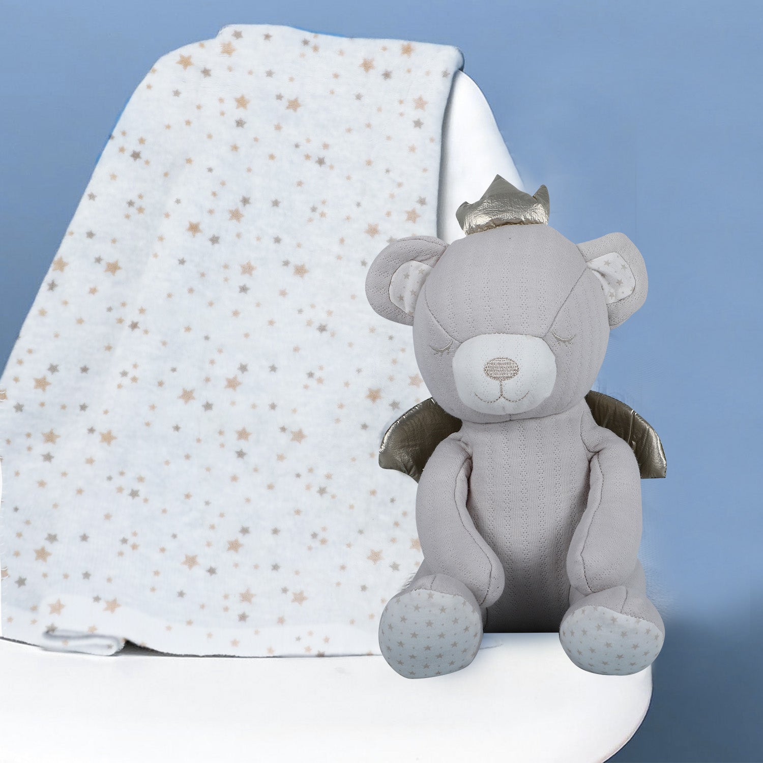 Baby Moo Royal Bear Cozy Plush Toy Blanket - Grey - Baby Moo