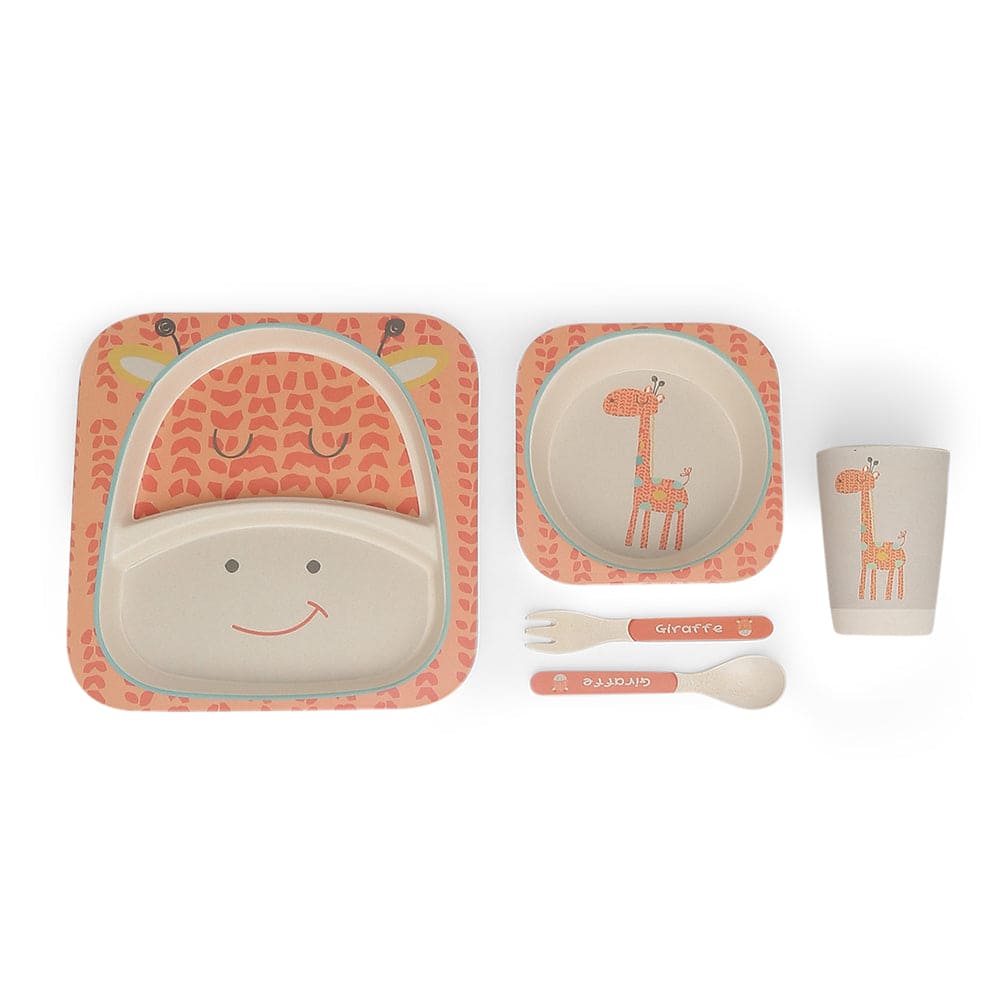 Giraffe Peach Bamboo Fiber Dinner Set