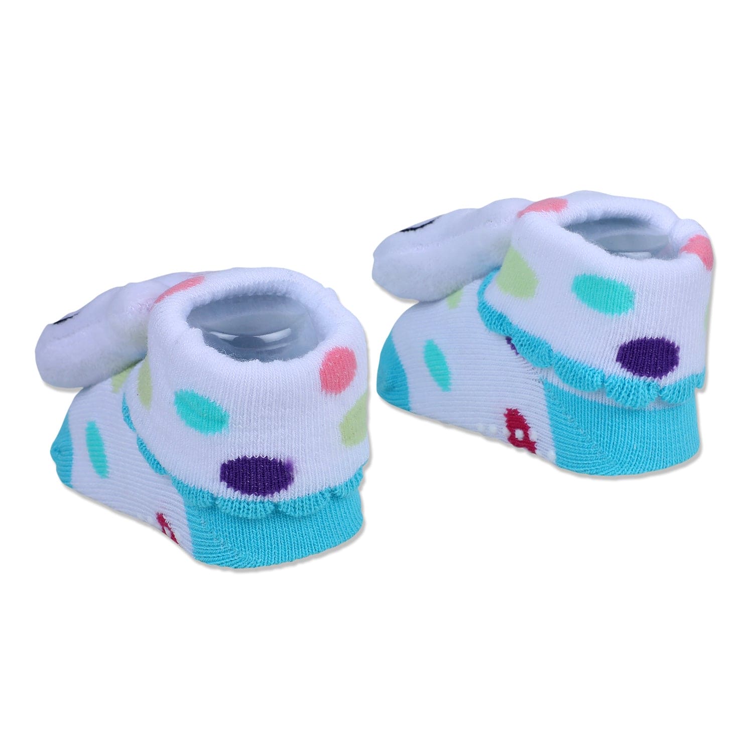 Baby Moo Nerdy Bunny Cotton Anti-Skid 3D Socks - White - Baby Moo