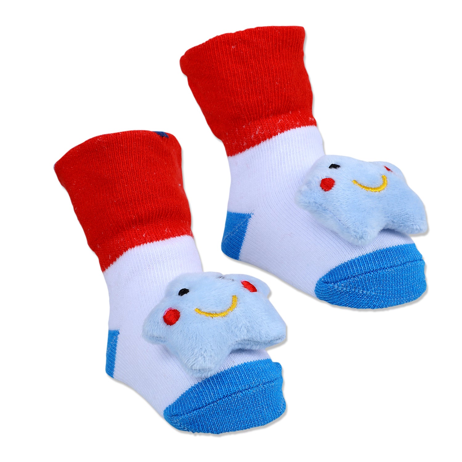 Baby Moo Winking Star Cotton Anti-Skid 3D Socks - Red - Baby Moo