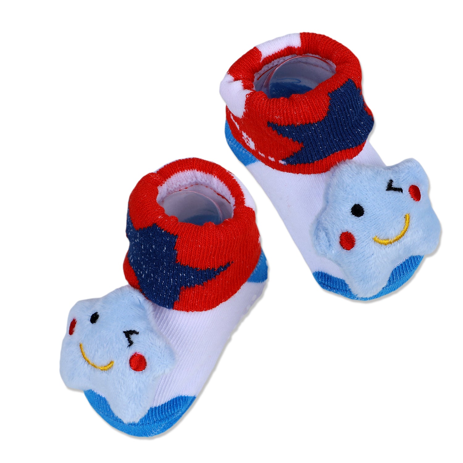 Baby Moo Winking Star Cotton Anti-Skid 3D Socks - Red - Baby Moo