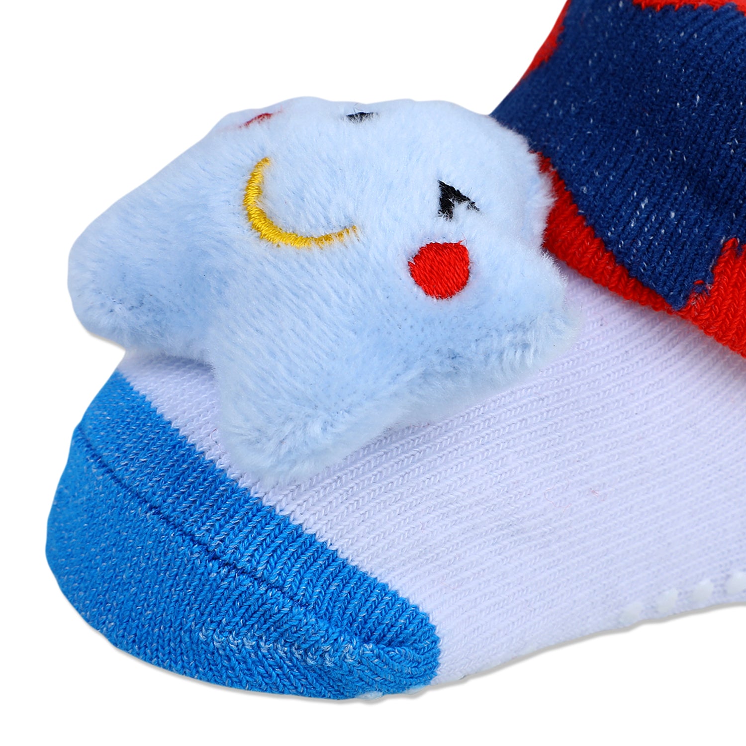 Baby Moo Winking Star Cotton Anti-Skid 3D Socks - Red - Baby Moo