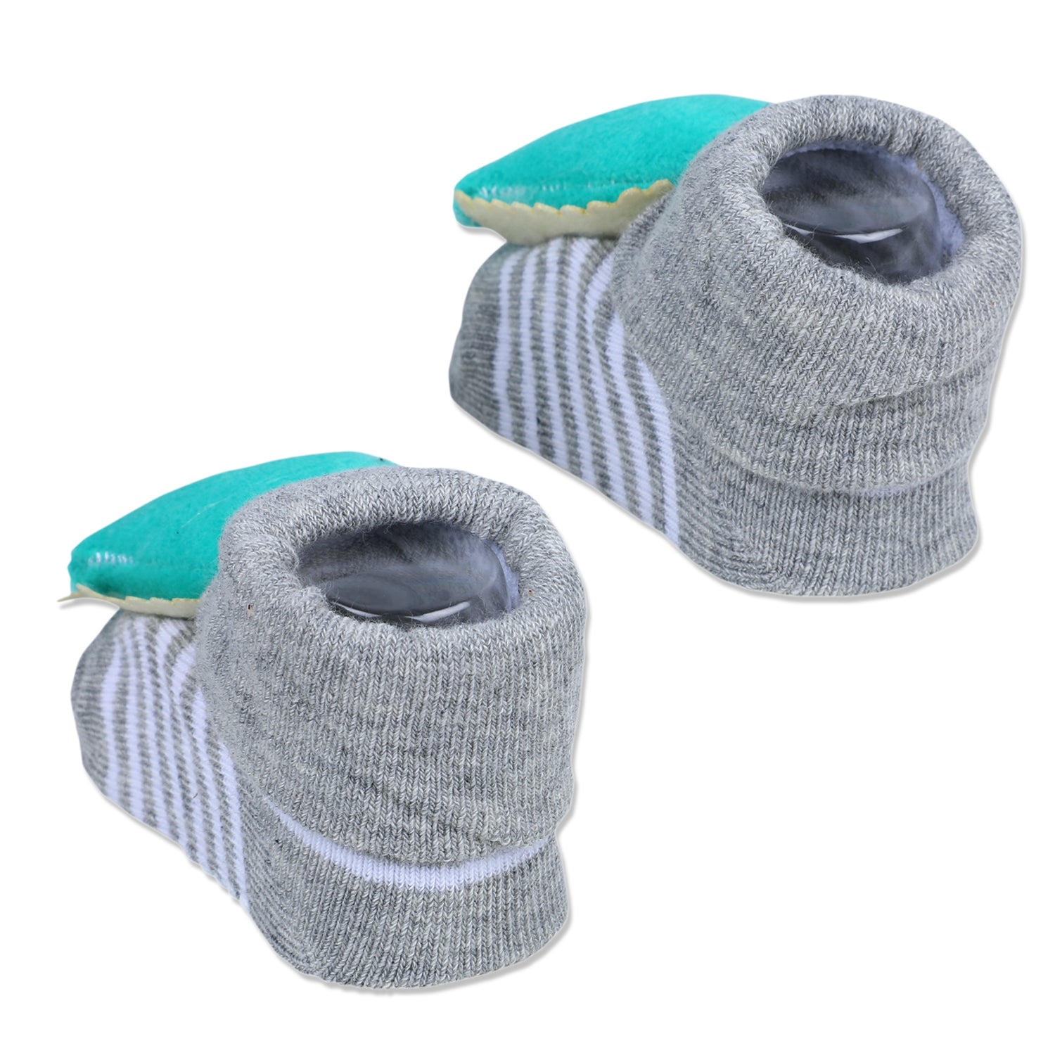 Baby Moo Dino Cotton Anti-Skid 3D Socks - Grey - Baby Moo