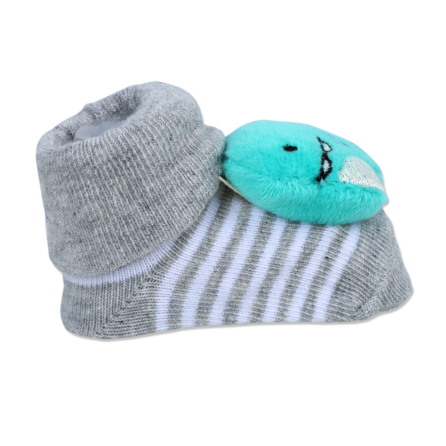 Baby Moo Dino Cotton Anti-Skid 3D Socks - Grey - Baby Moo