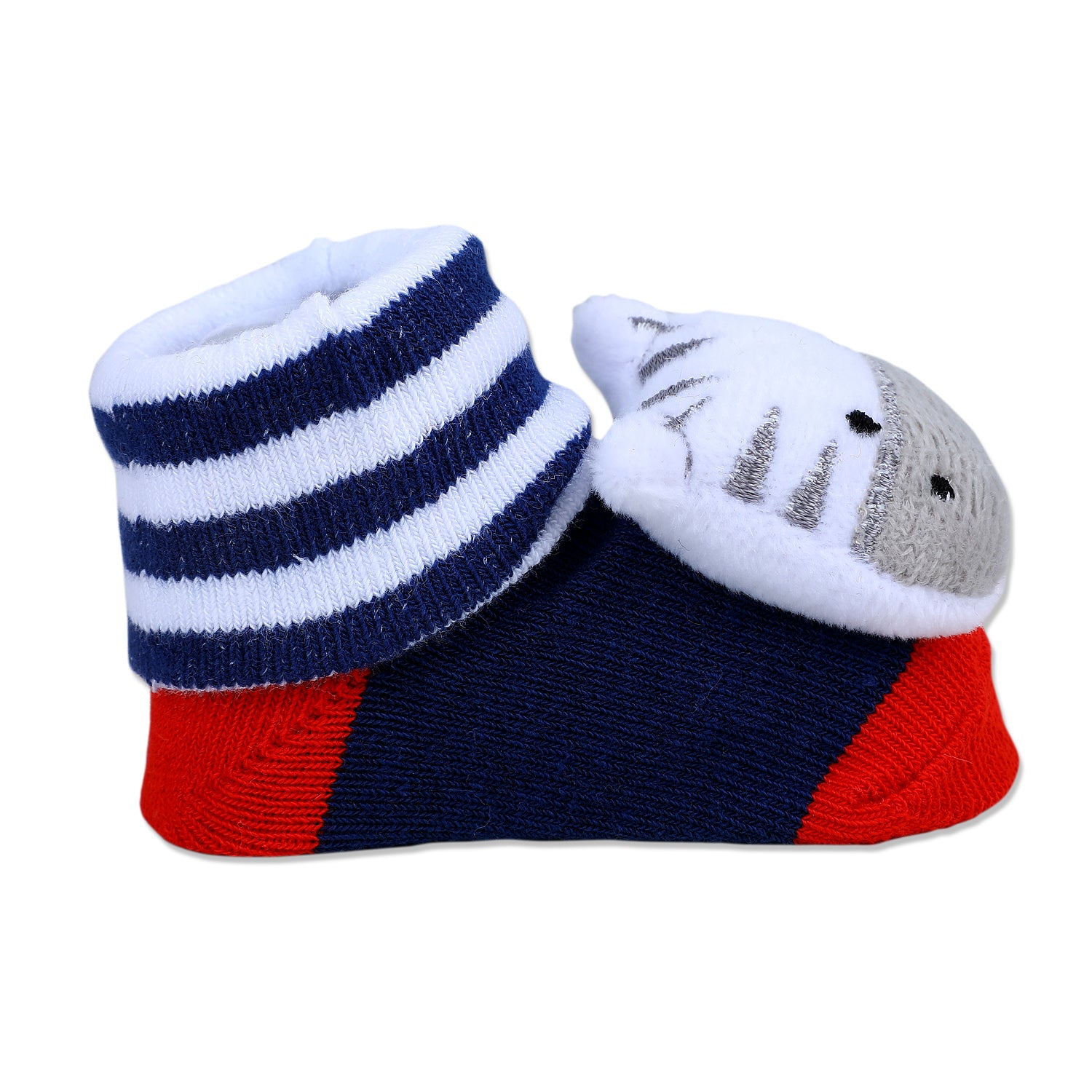 Baby Moo Zebra Cotton Anti-Skid 3D Socks - Grey - Baby Moo