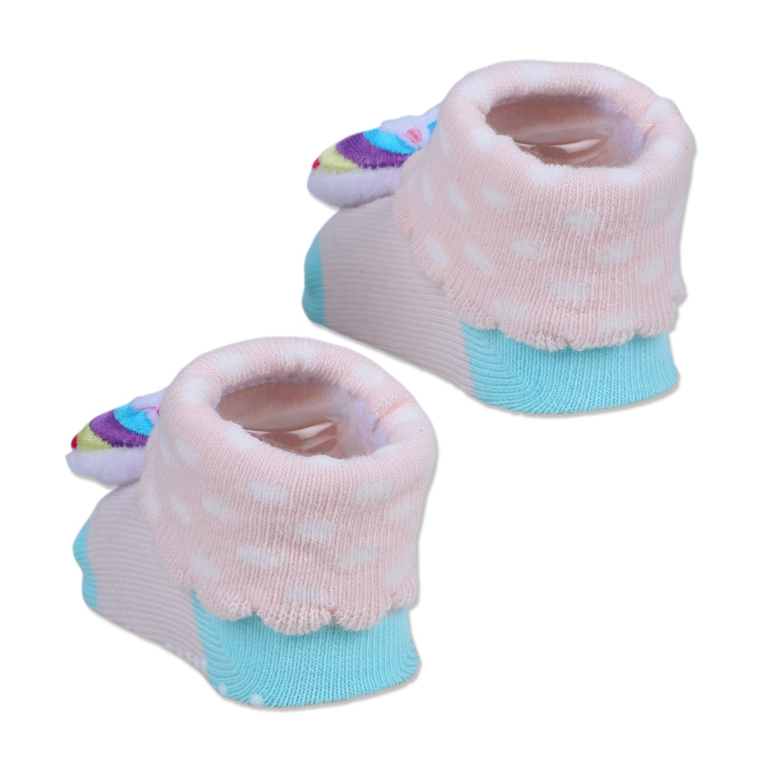 Baby Moo Unicorn Embroidered Cotton Anti-Skid 3D Socks - Pink - Baby Moo