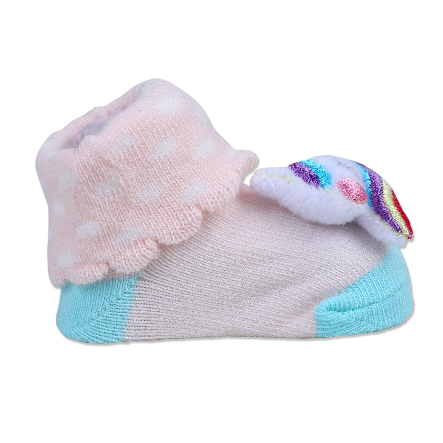 Baby Moo Unicorn Embroidered Cotton Anti-Skid 3D Socks - Pink - Baby Moo
