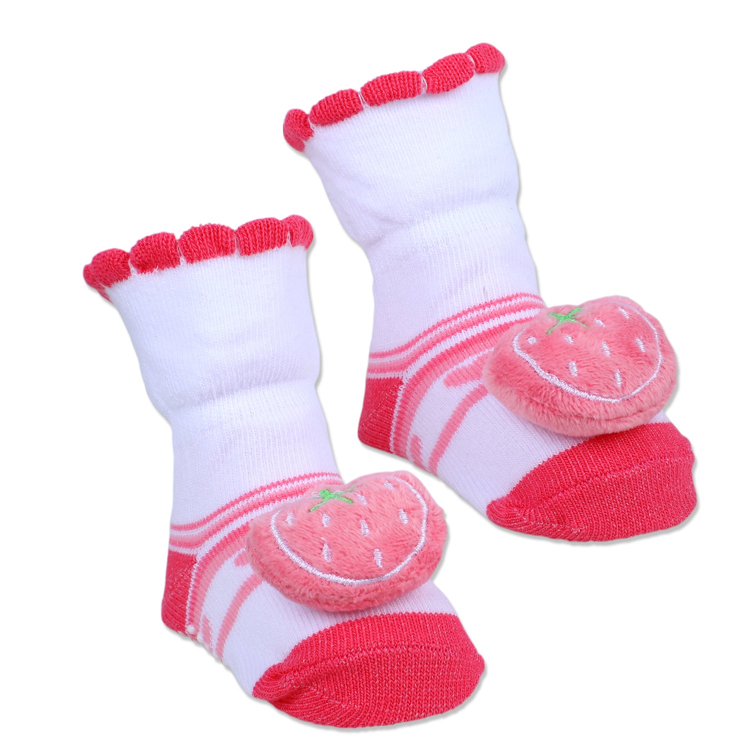 Baby Moo Strawberry Cotton Anti-Skid 3D Socks - Pink - Baby Moo