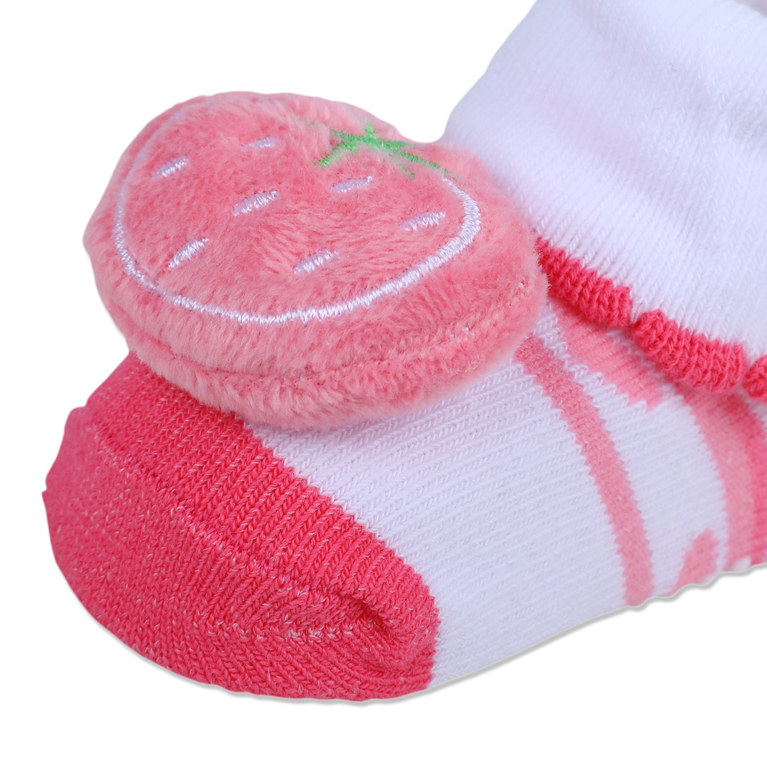 Baby Moo Strawberry Cotton Anti-Skid 3D Socks - Pink - Baby Moo