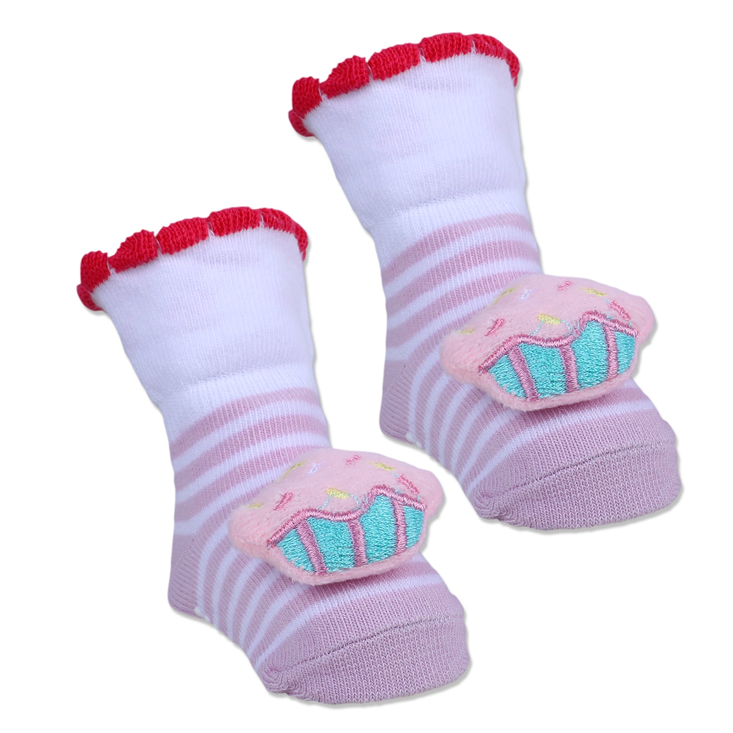 Baby Moo Sweet Cupcake Polka Cotton Anti-Skid 3D Socks - Pink - Baby Moo