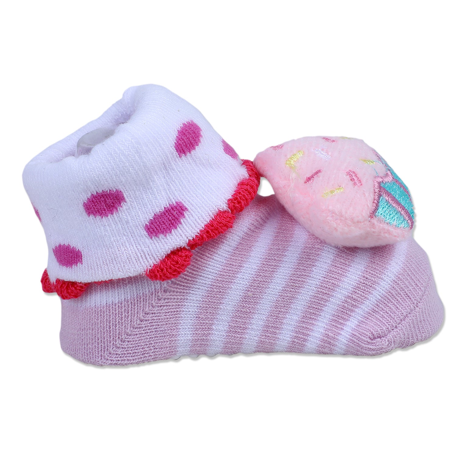 Baby Moo Sweet Cupcake Polka Cotton Anti-Skid 3D Socks - Pink - Baby Moo