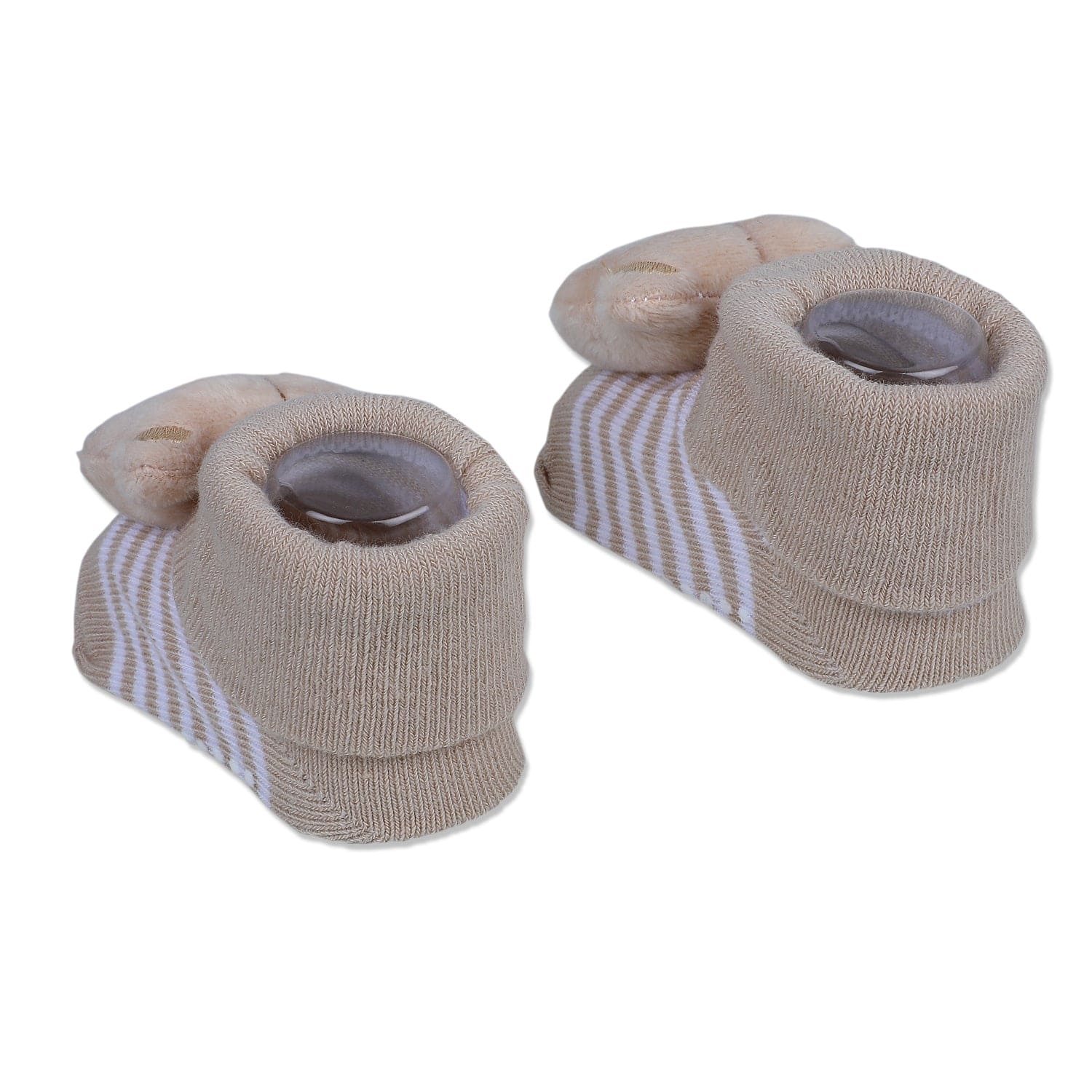 Baby Moo Happy Bear Cotton Anti-Skid 3D Socks - Beige - Baby Moo