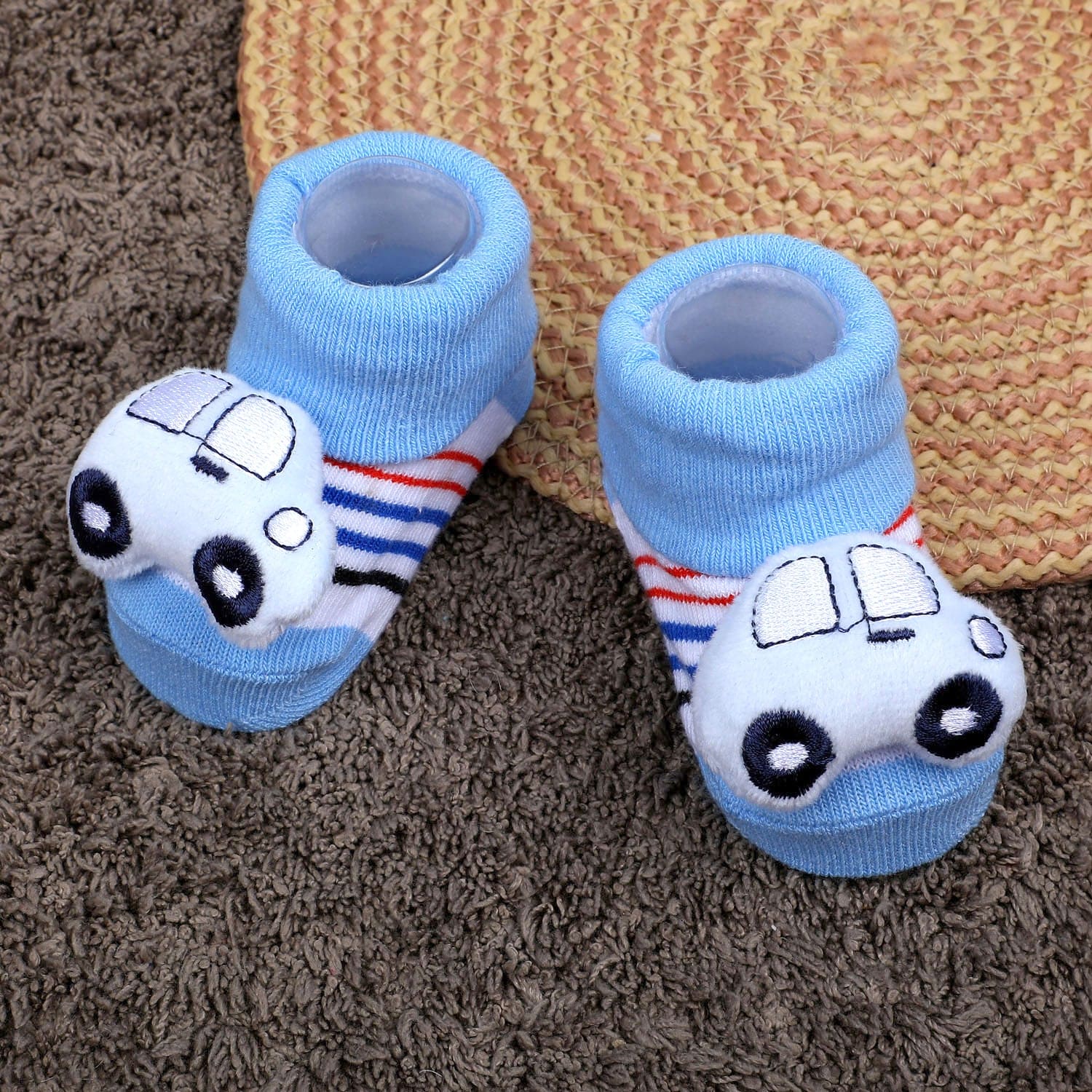 Baby Moo Car Cotton Anti-Skid 3D Socks - Blue - Baby Moo