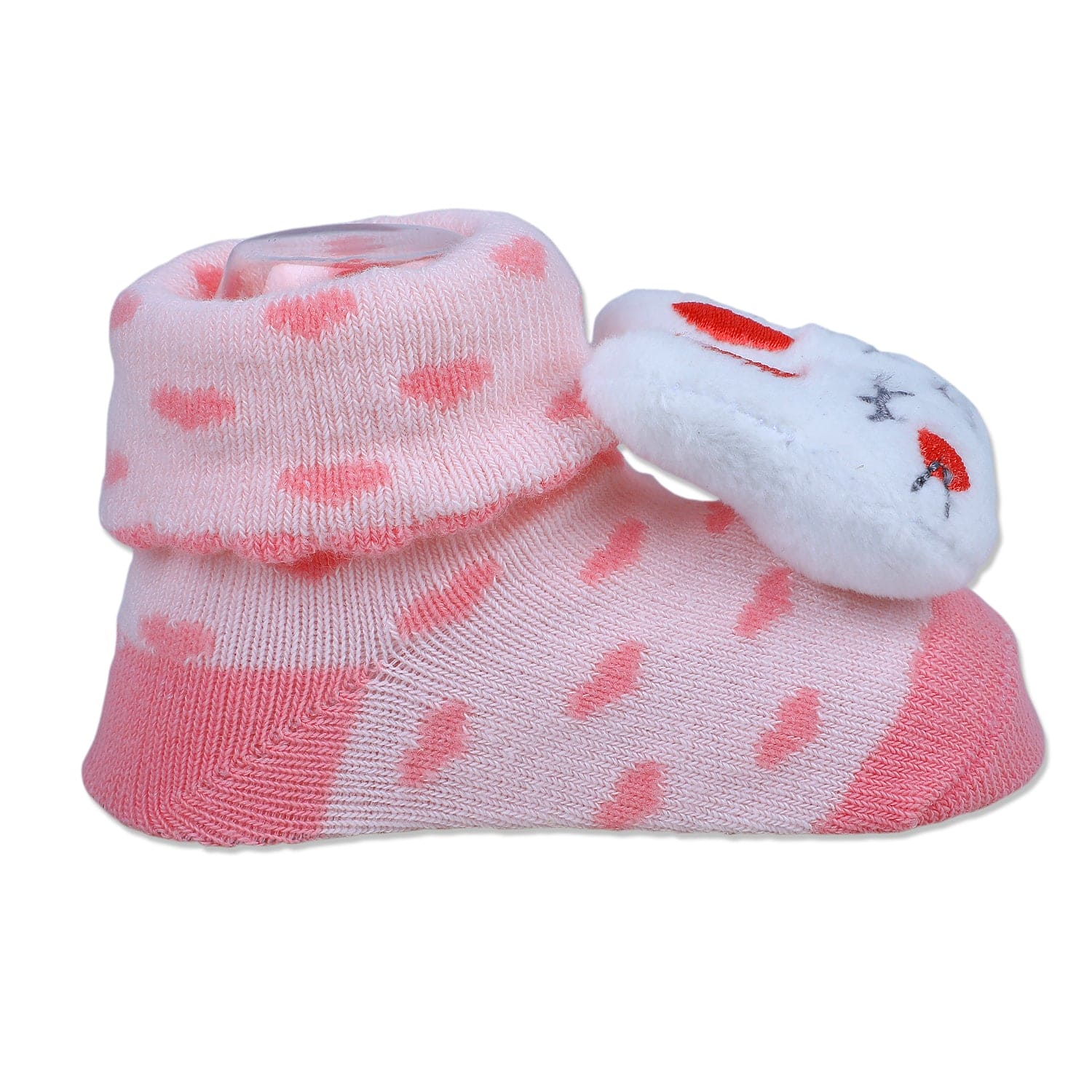 Baby Moo Bunny Heart Cotton Anti-Skid 3D Socks - Pink - Baby Moo