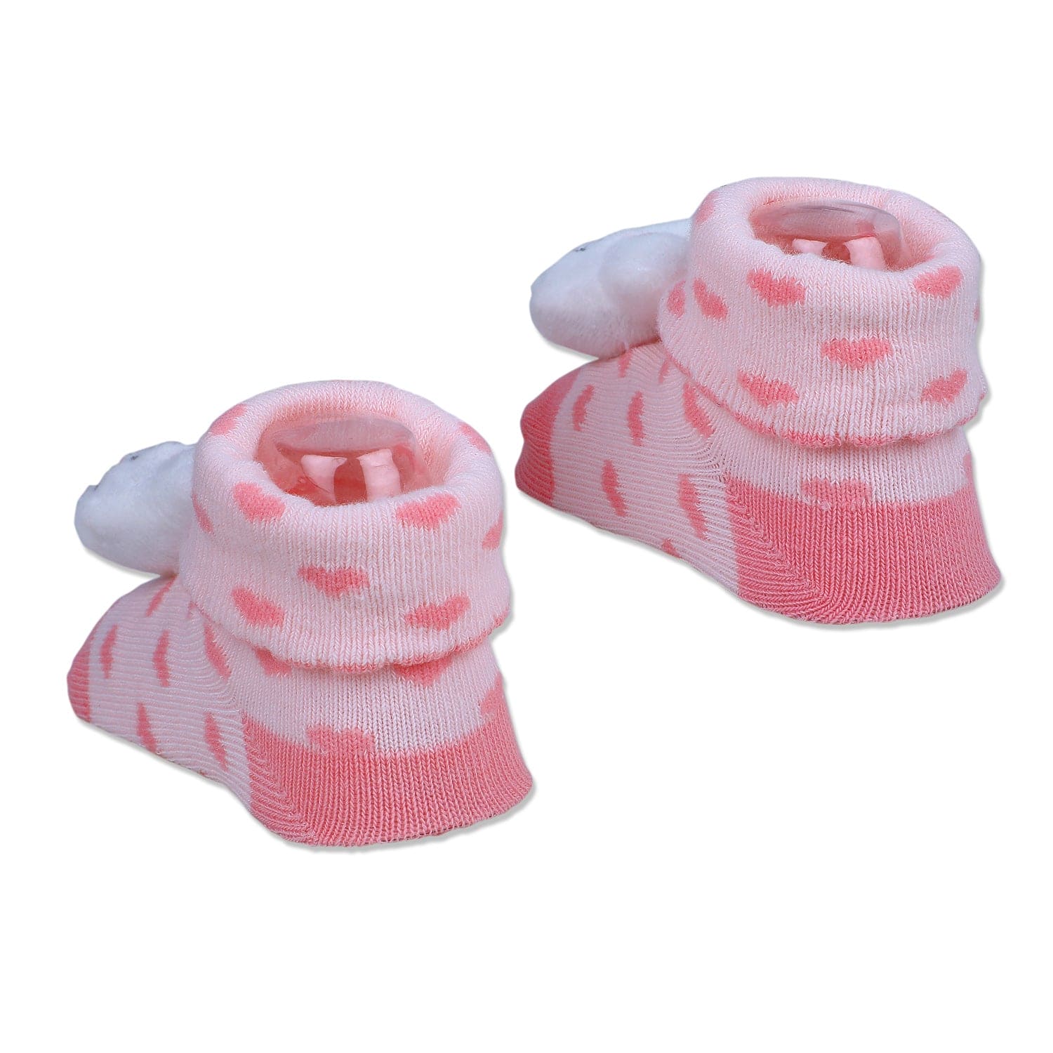 Baby Moo Bunny Heart Cotton Anti-Skid 3D Socks - Pink - Baby Moo