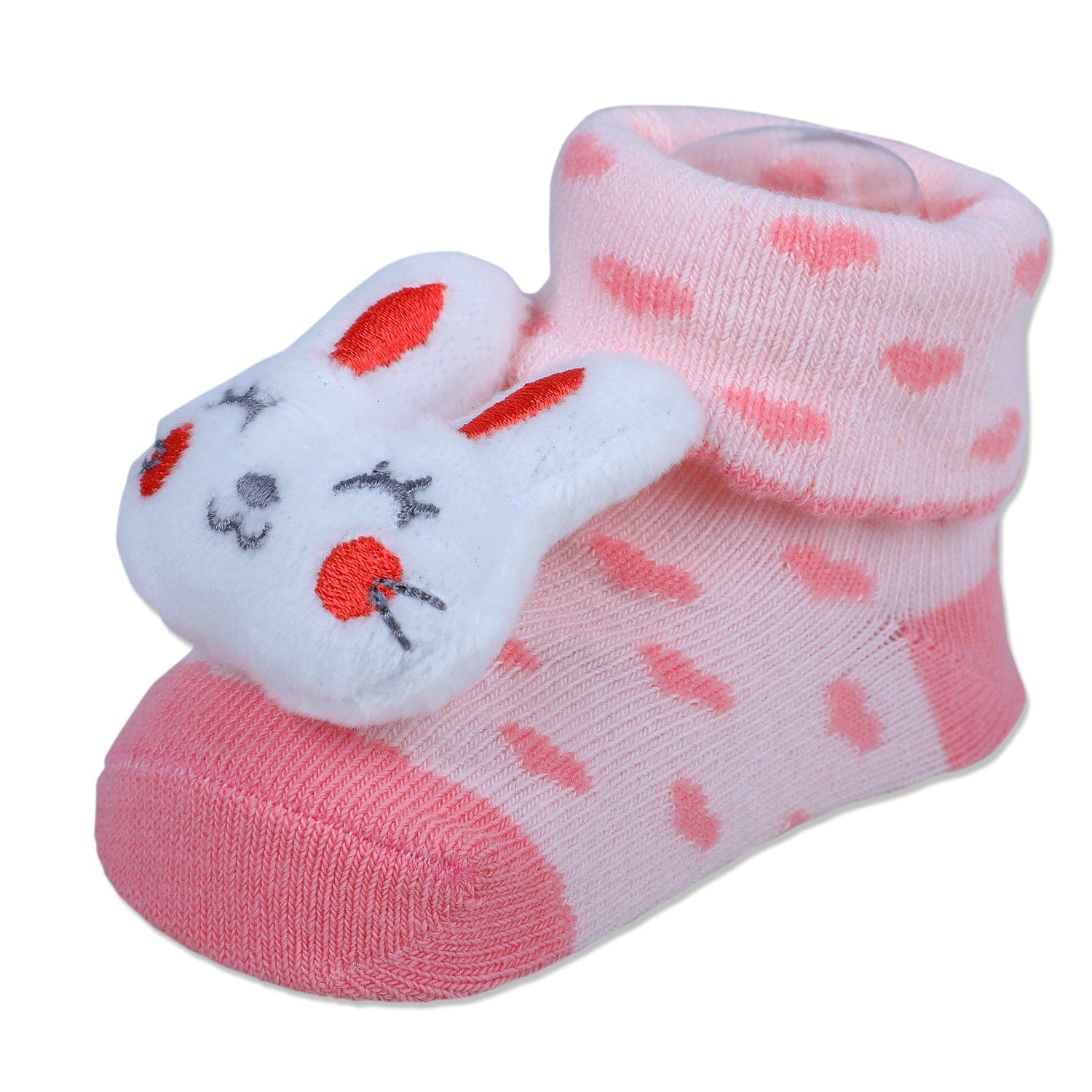 Baby Moo Bunny Heart Cotton Anti-Skid 3D Socks - Pink - Baby Moo