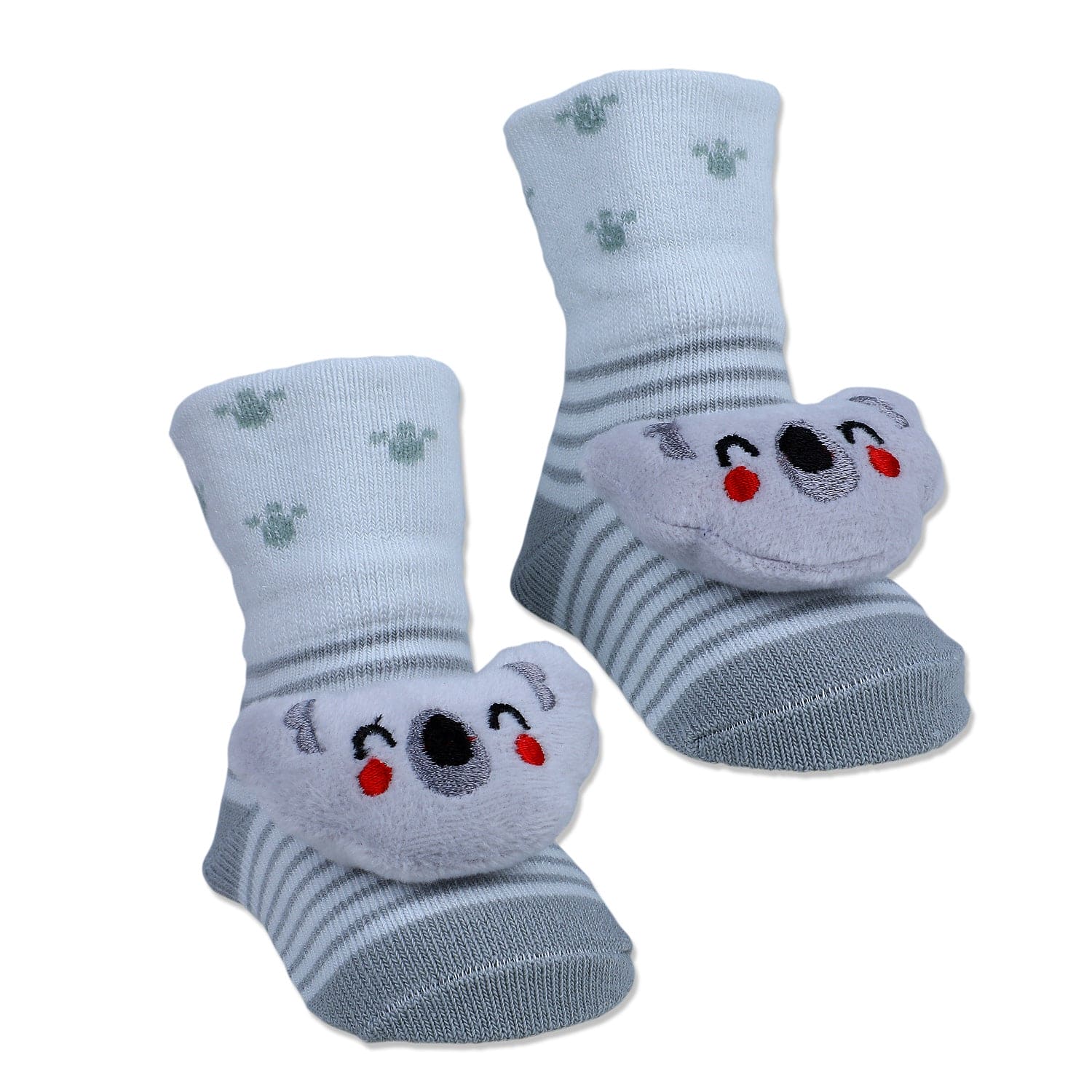 Baby Moo Blushing Koala Cotton Anti-Skid 3D Socks - Grey - Baby Moo